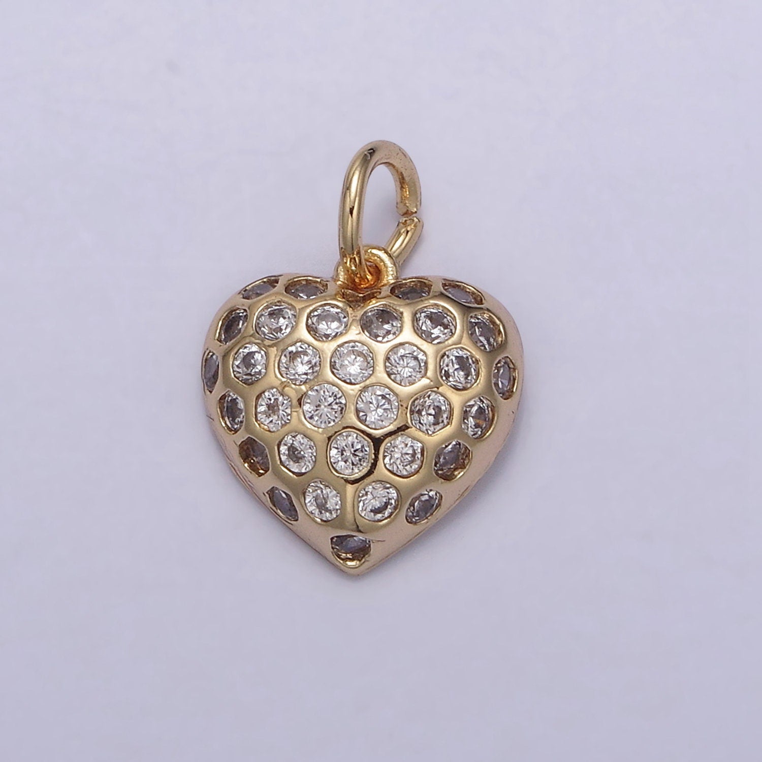 Mini 16k Gold Filled Heart Charms, Love Pendant, Dainty White Color Cz Heart Charm for Minimalist Bracelet Earring Necklace supply N-829