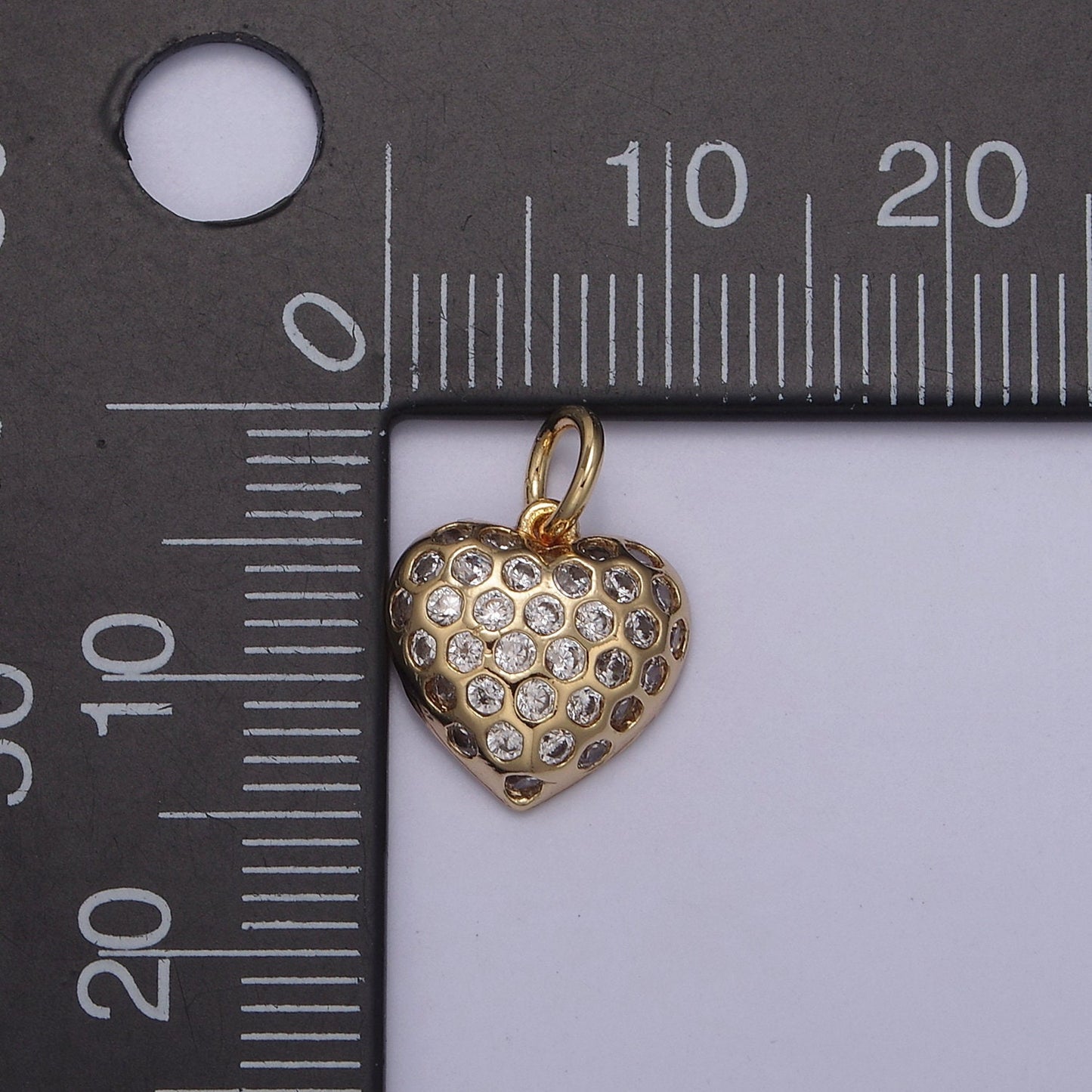 Mini 16k Gold Filled Heart Charms, Love Pendant, Dainty White Color Cz Heart Charm for Minimalist Bracelet Earring Necklace supply N-829