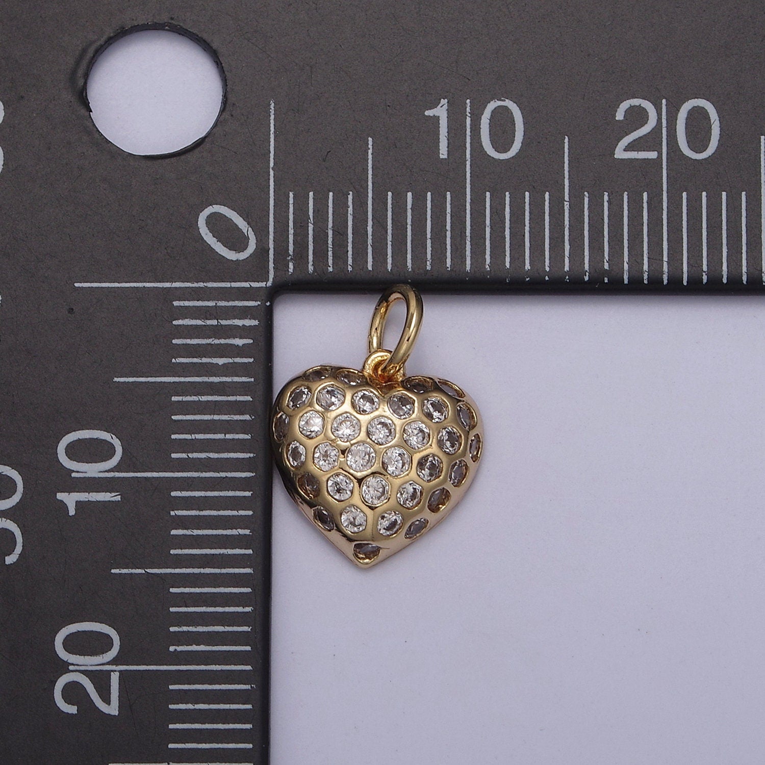 Mini 16k Gold Filled Heart Charms, Love Pendant, Dainty White Color Cz Heart Charm for Minimalist Bracelet Earring Necklace supply N-829
