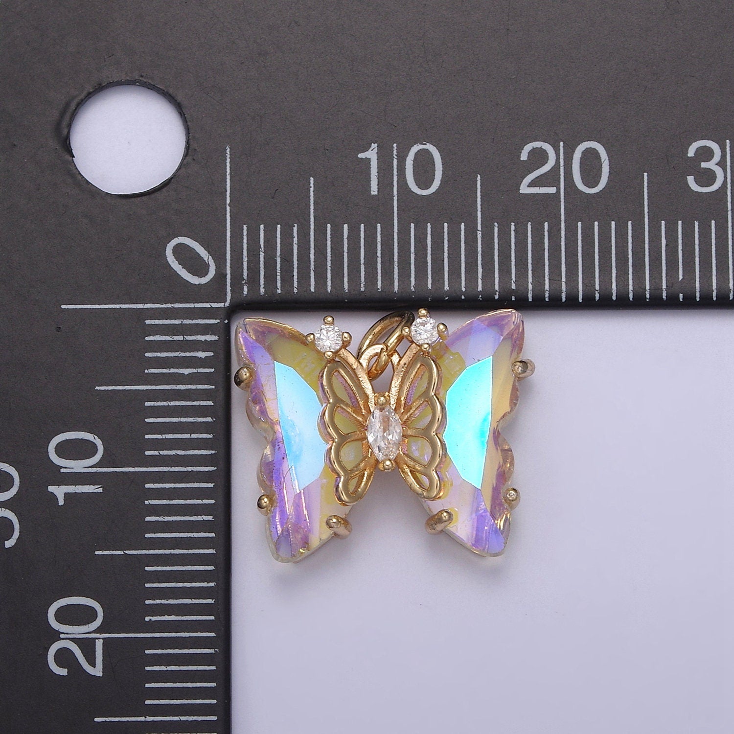 AB Color Butterfly Charm Glass Crystal Monarch Pendant Add on Charm for Bracelet Necklace Earring N-855