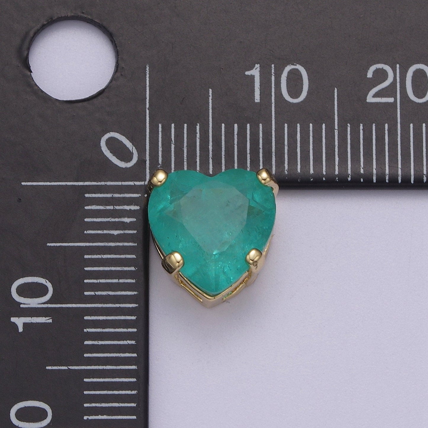 Aqua Blue Bling Heart Cubic Zirconia 24K Gold Filled | B-221