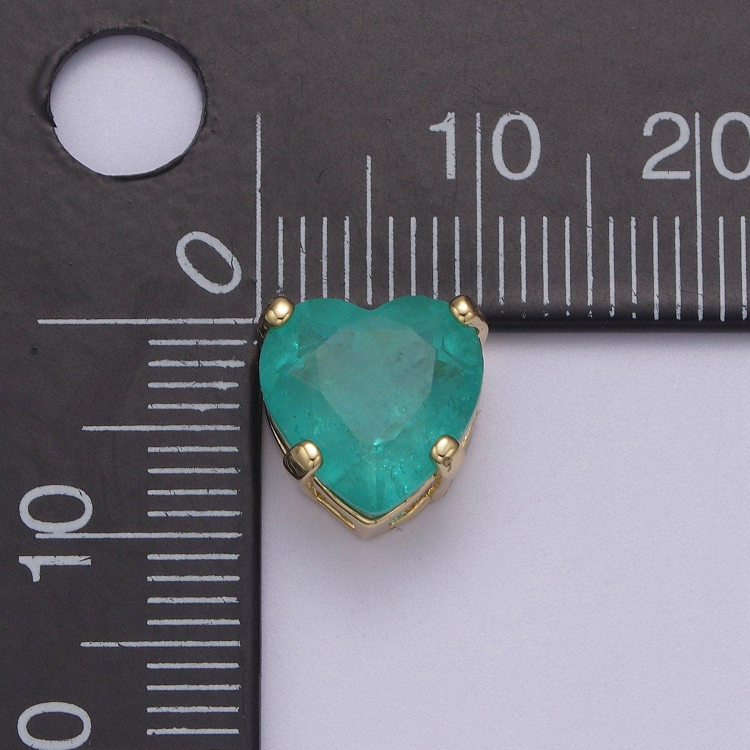 Aqua Blue Bling Heart Cubic Zirconia 24K Gold Filled | B-221