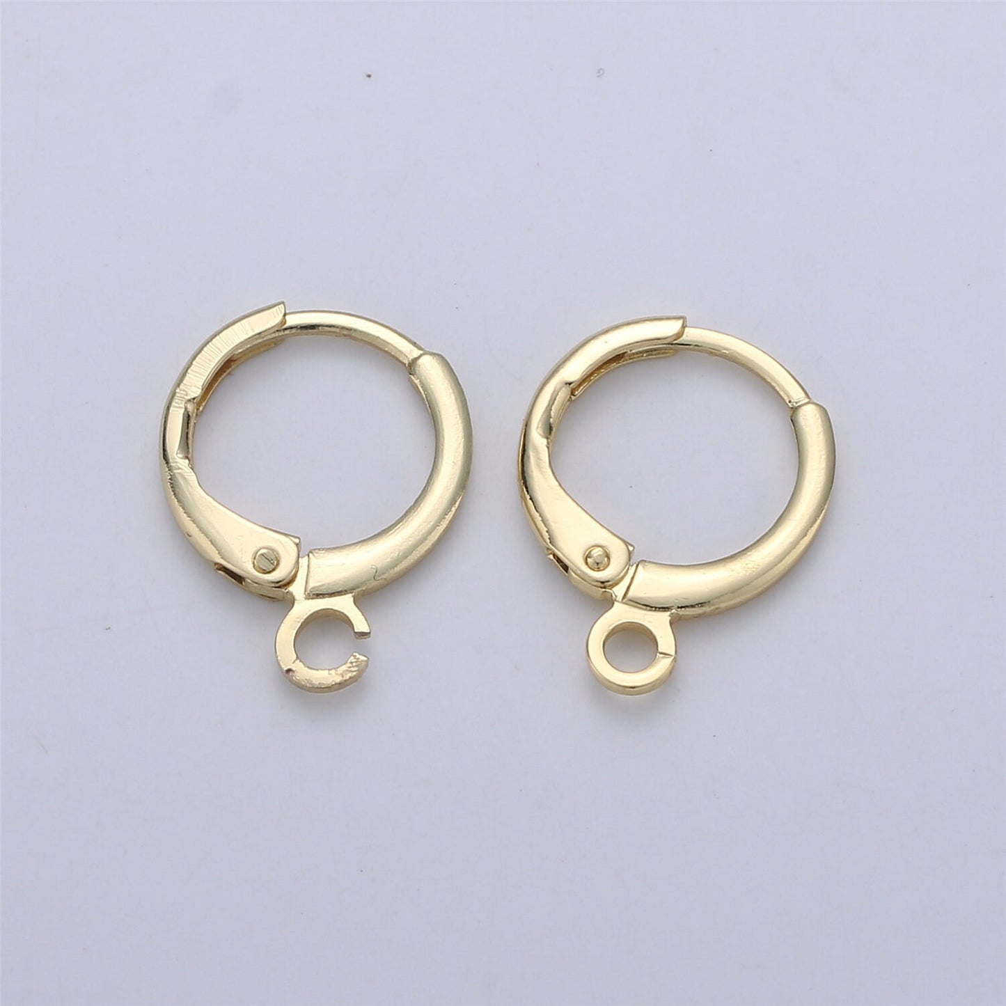 Simple Round 10mm One Touch Earring jewelry Making, Earring supplies 24K Gold Filled huggie hoop earring with Open Link for Charm