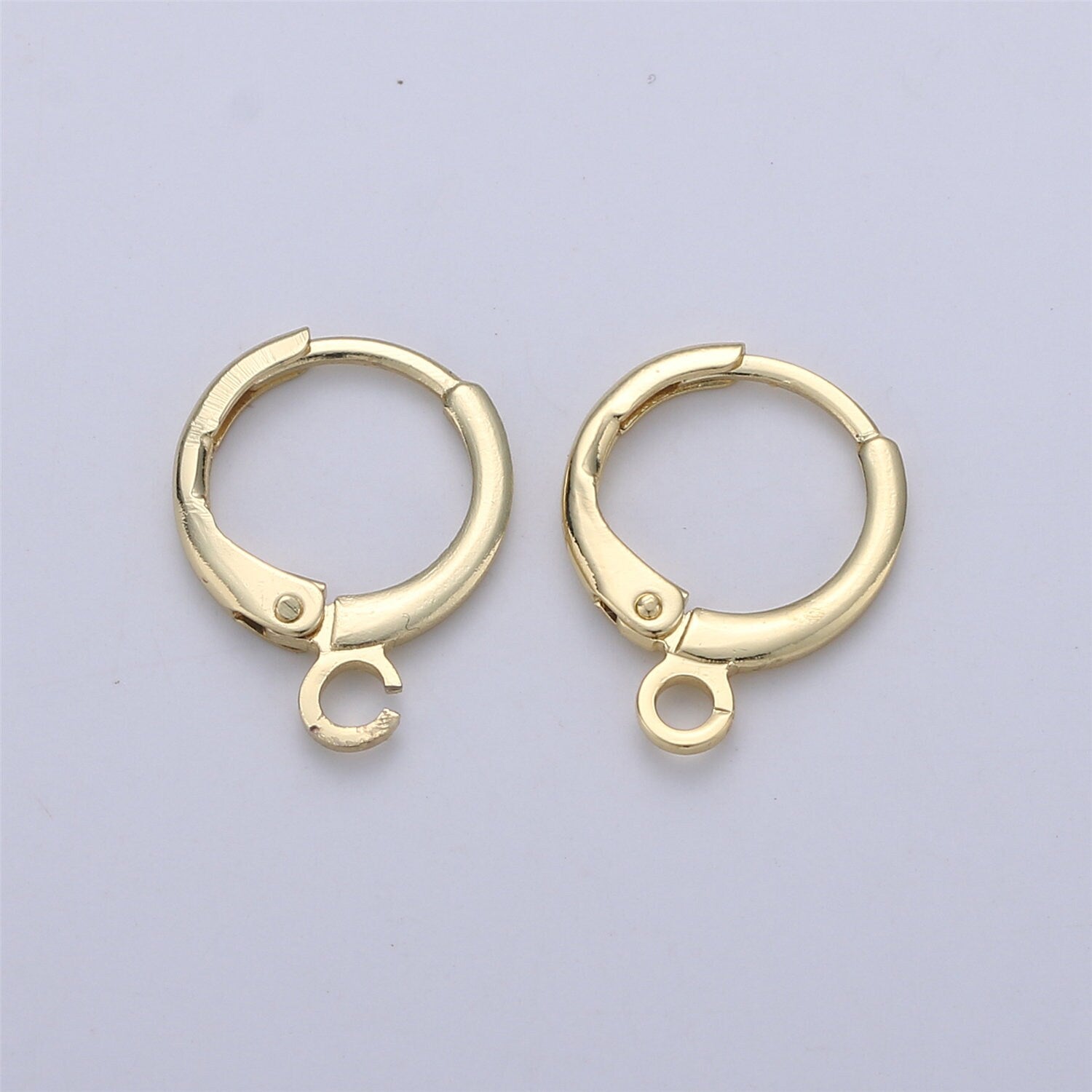 Simple Round 10mm One Touch Earring jewelry Making, Earring supplies 24K Gold Filled huggie hoop earring with Open Link for Charm