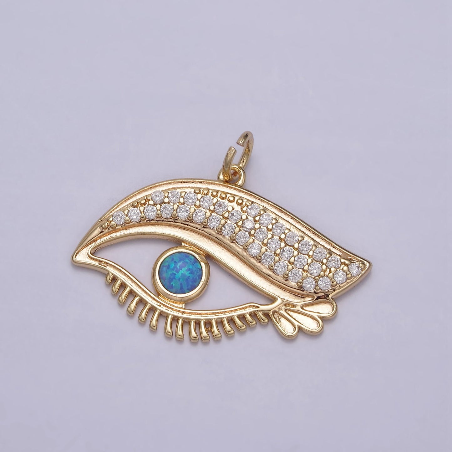 16K Gold Filled Dainty Eye Pendant Micro CZ Paved With Turquoise Center DIY Jewelry Necklace Bracelet Earring | N-854