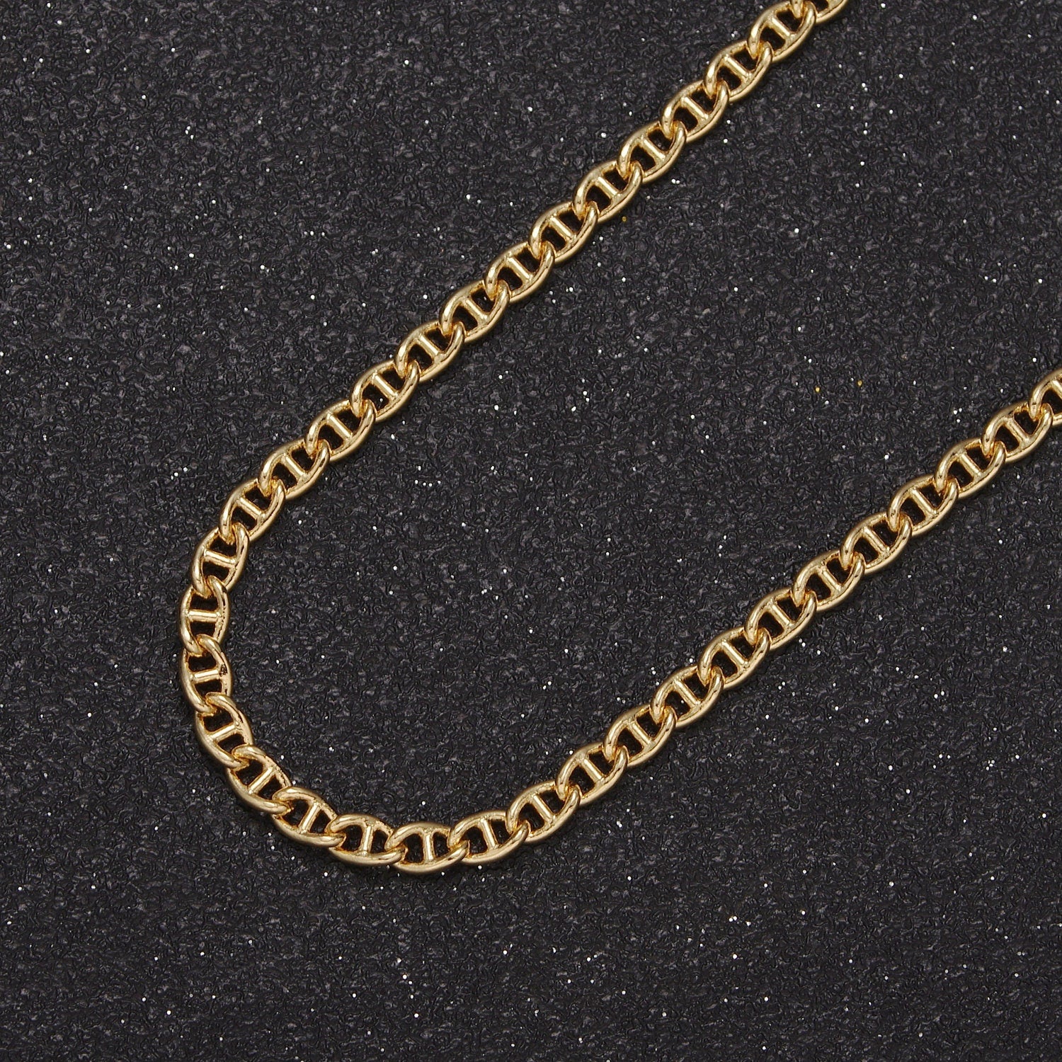 24K Gold Filled Anchor Chain by Yard, Mariner Anchor Chain by Yard, Wholesale Bulk Chain For Jewelry Making, Width 3.2mm, 625