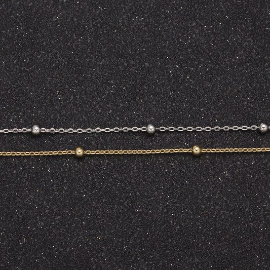 Dainty 24K Gold Filled Bead Wholesale Bulk Roll Chain by Yard, Width 2.5mm Satellite Cable in Gold & Silver Color For Jewelry Making, 633