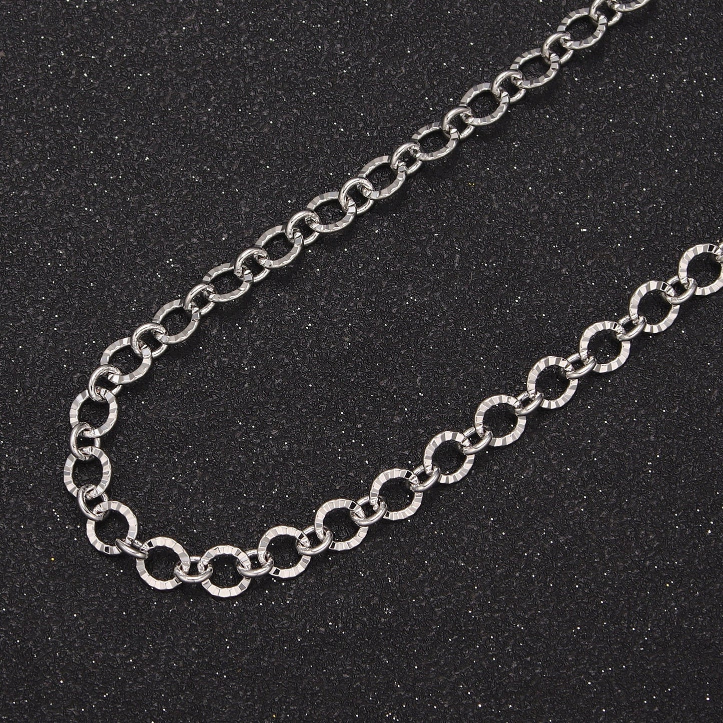 24K Gold Filled Sunburst Unique Rolo Chain, Width 6mm Silver & Gold Chain by Yard, Wholesale Bulk Roll Chain For Jewelry Making, 642