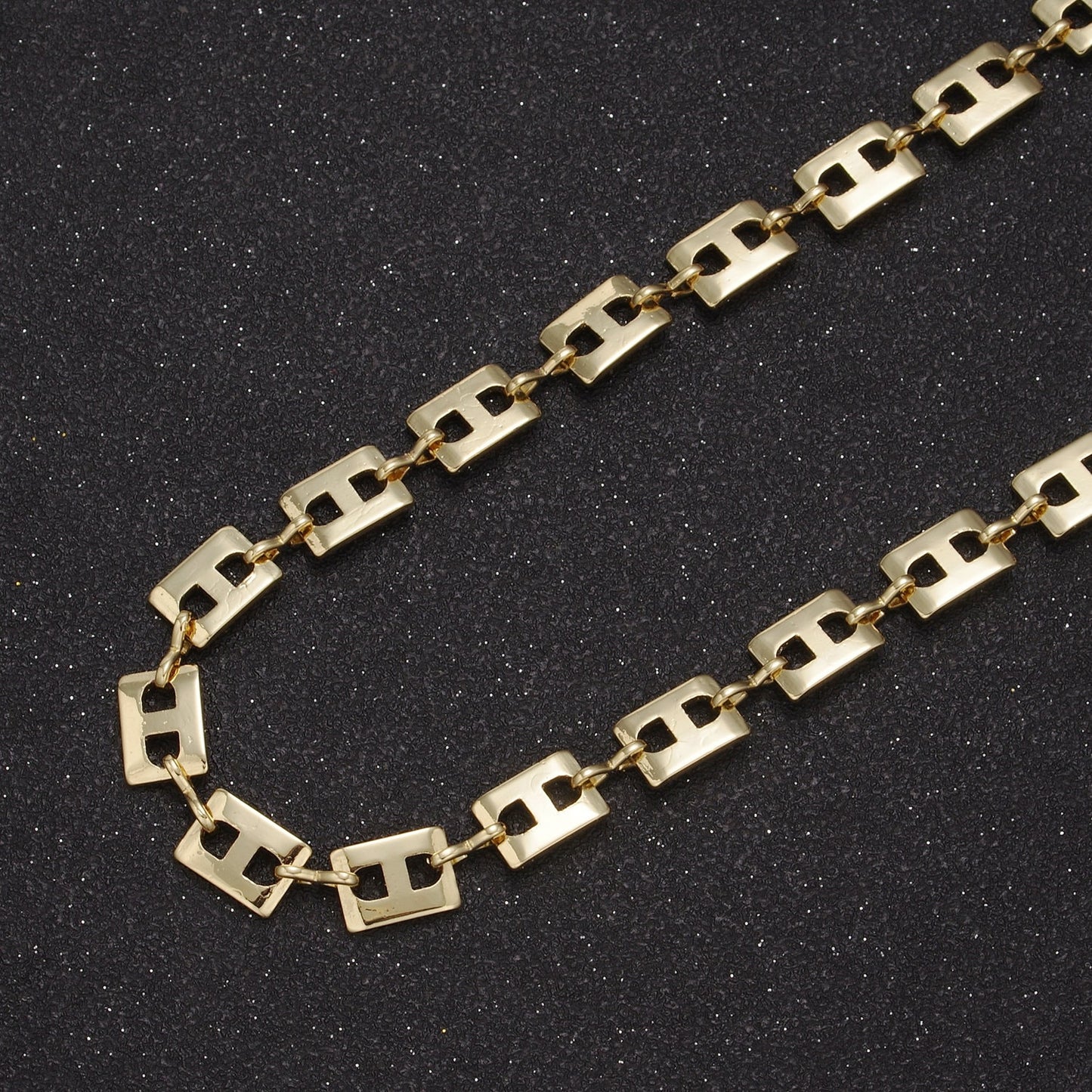 24K Gold Filled Rectangular Anchor Chain with Figure Eight Link, Width 7mm Wholesale Bulk Roll Chain For Jewelry Making by Yard, 650