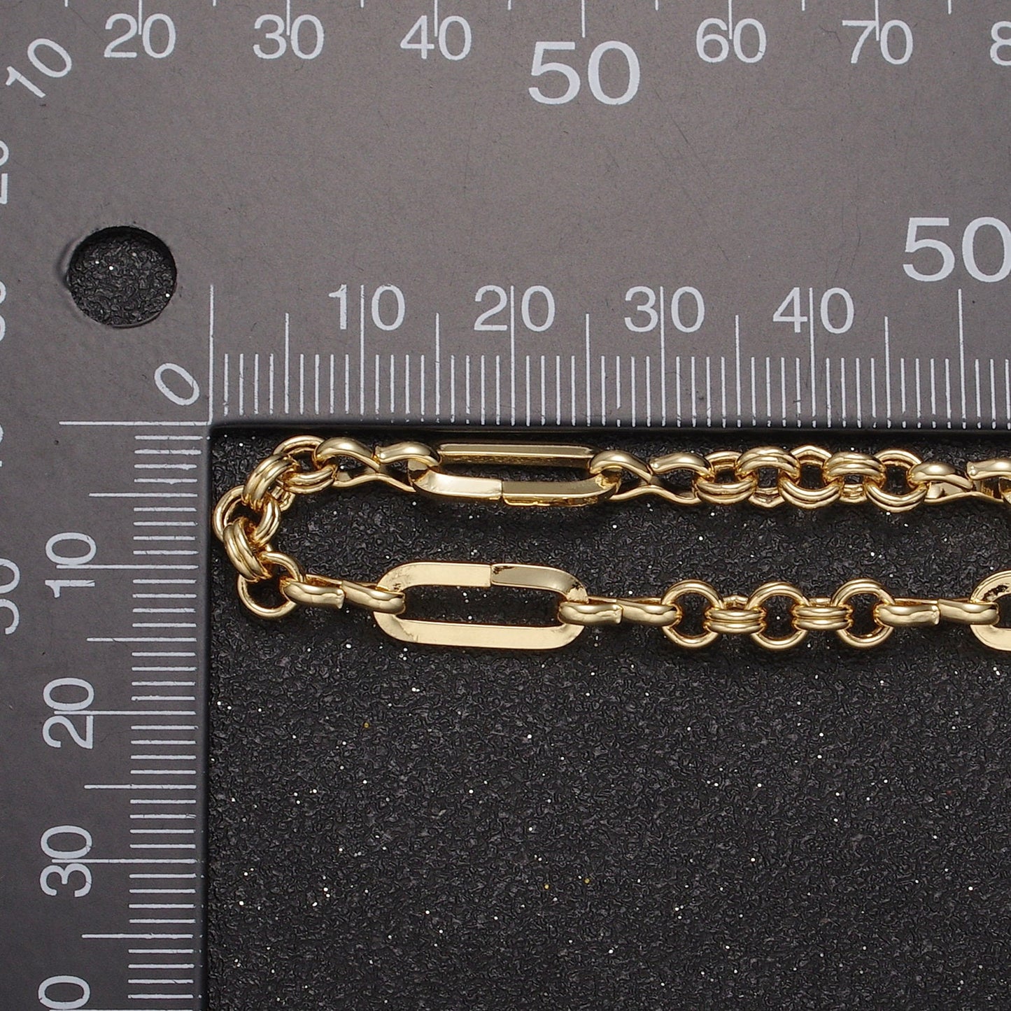 24K Gold Filled Unique, Unsoldered Paper Clip Chain Figure Eight & Rolo Link, Wholesale Bulk Roll Chain by Yard For Jewelry Making, 653