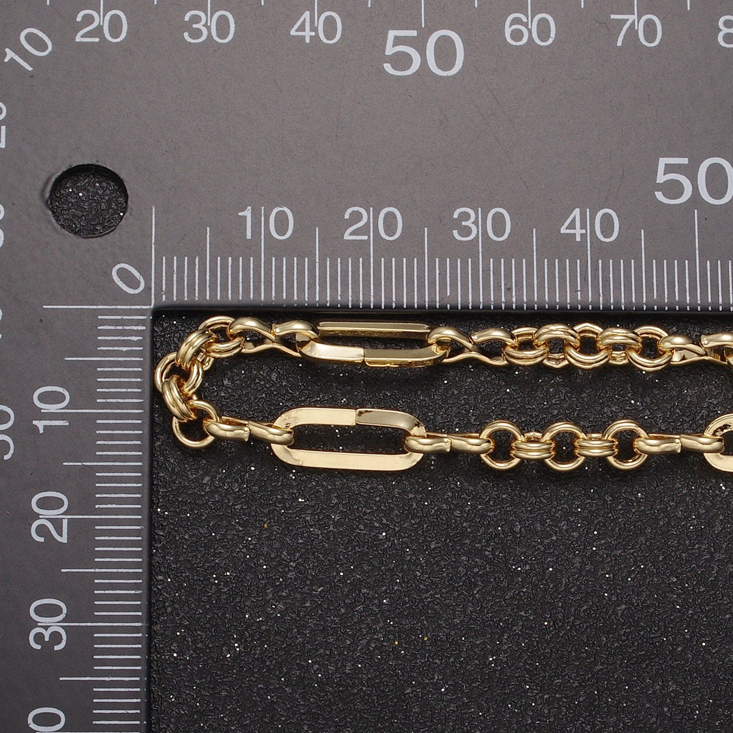24K Gold Filled Unique, Unsoldered Paper Clip Chain Figure Eight & Rolo Link, Wholesale Bulk Roll Chain by Yard For Jewelry Making, 653
