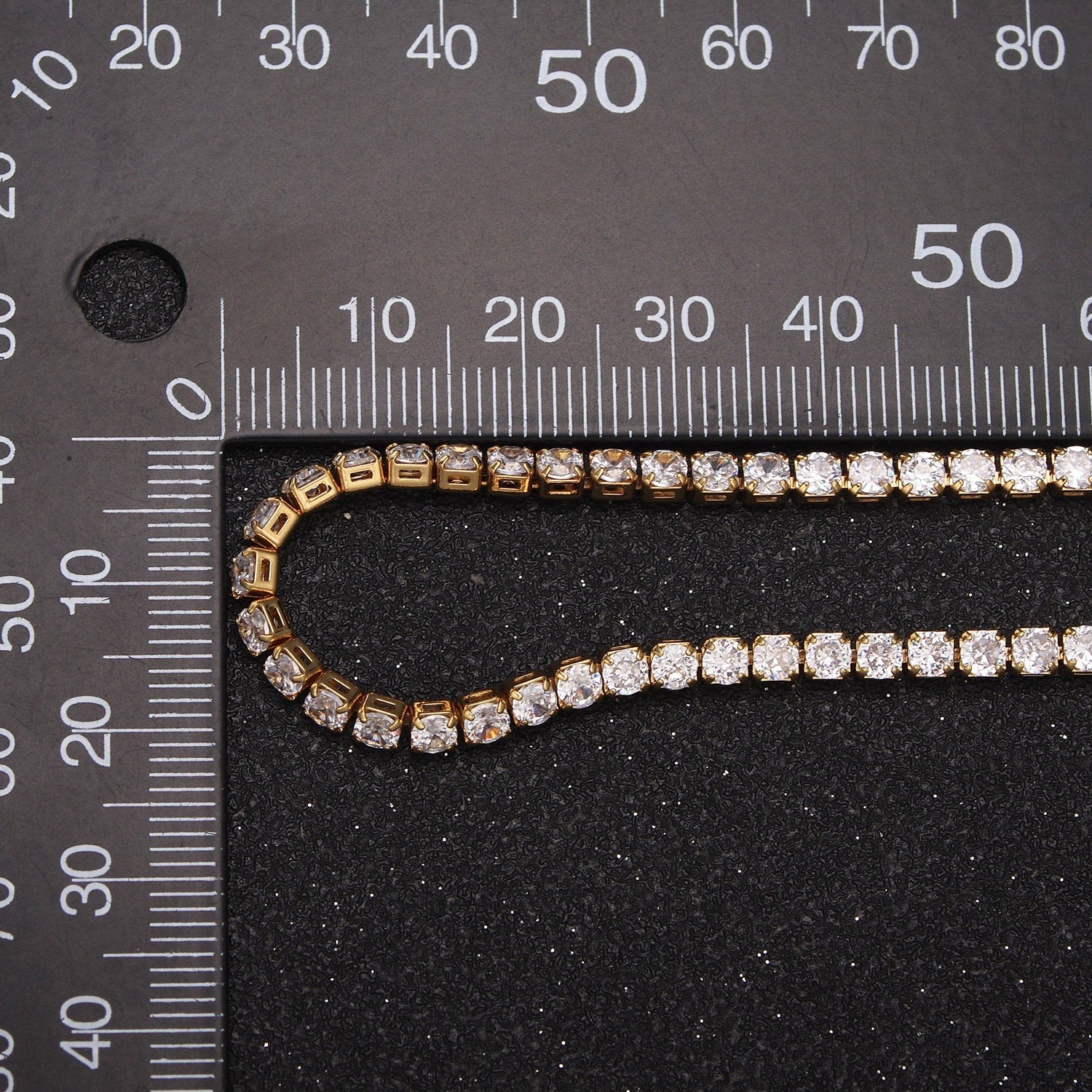 24K Gold Filled Tennis Chain by Yard, 3mm Width CZ Cubic Zirconia, Wholesale Bulk Roll Chain For Necklace Bracelet Anklet Making, 658