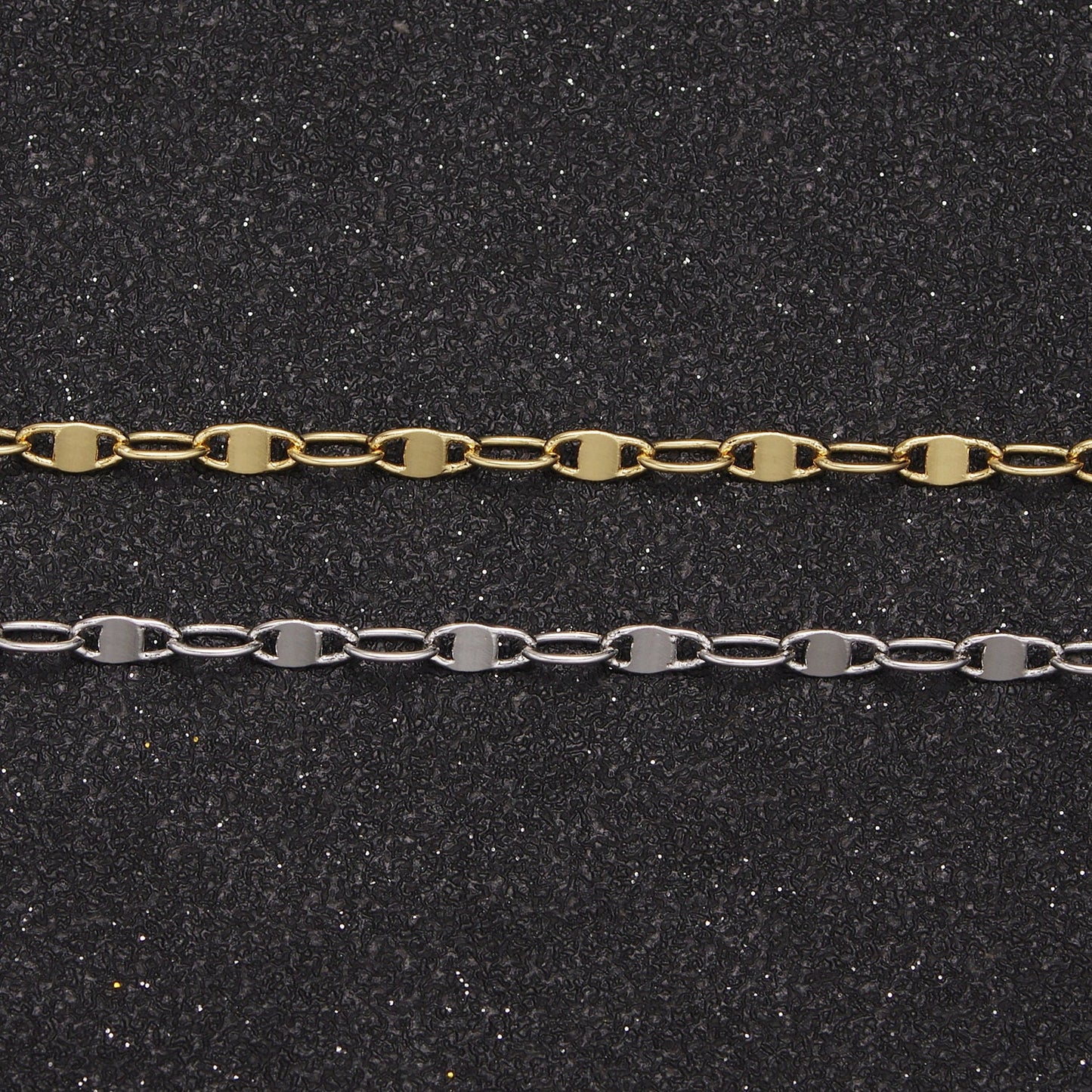 24K Gold Filled Anchor Cable Chain by Yard, 3mm Width Chain in Gold & Silver Color, Wholesale Bulk Roll Chain For Jewelry Making, 660