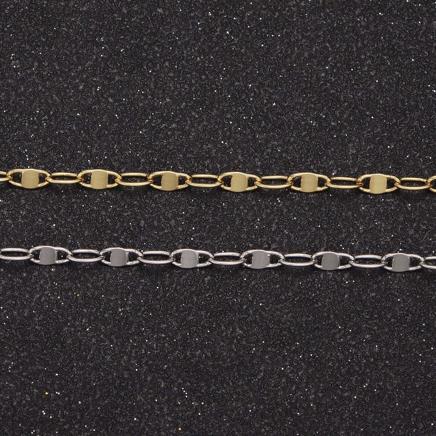 24K Gold Filled Anchor Cable Chain by Yard, 3mm Width Chain in Gold & Silver Color, Wholesale Bulk Roll Chain For Jewelry Making, 660