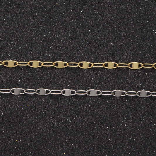 24K Gold Filled Anchor Cable Chain by Yard, 3mm Width Chain in Gold & Silver Color, Wholesale Bulk Roll Chain For Jewelry Making, 660