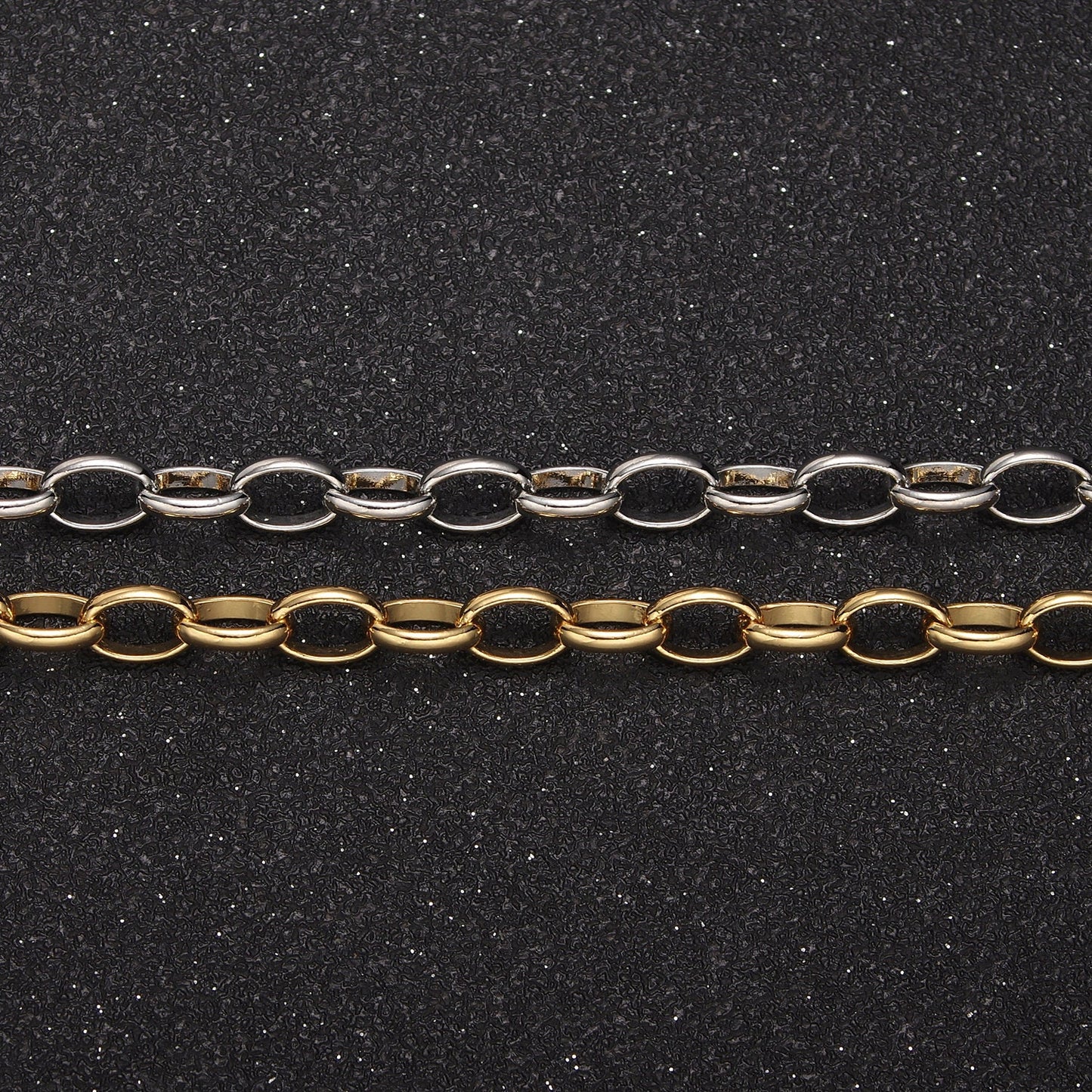 24K Gold Filled Oval Cable Chain by Yard, 5mm Width Chain in Gold & Silver Color, Wholesale Bulk Roll Chain For Jewelry Making, 662