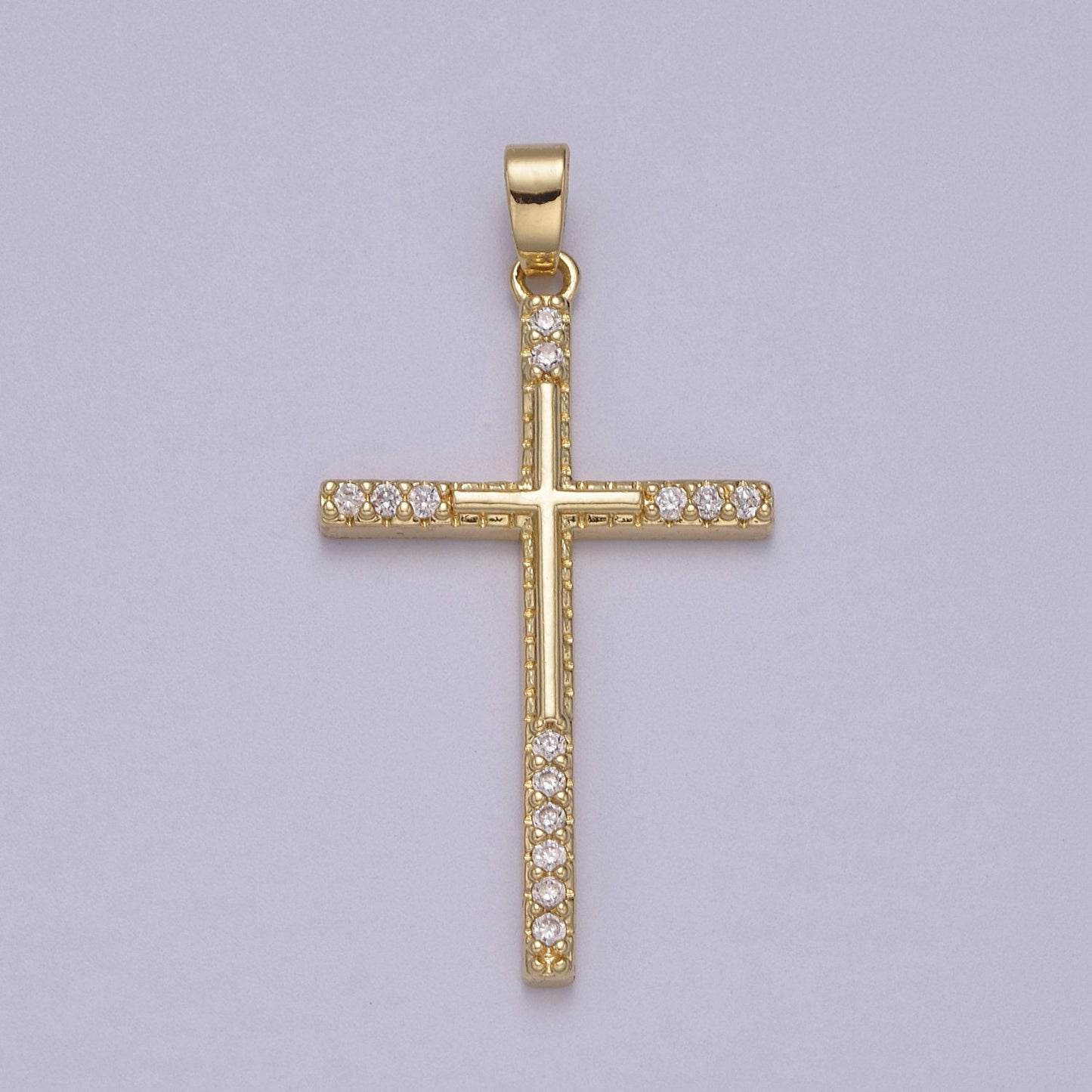 Dainty Simple Cross Pendant 14K Gold Filled Micro Pave | DIY Charm Necklace Bracelet Earring | N-600