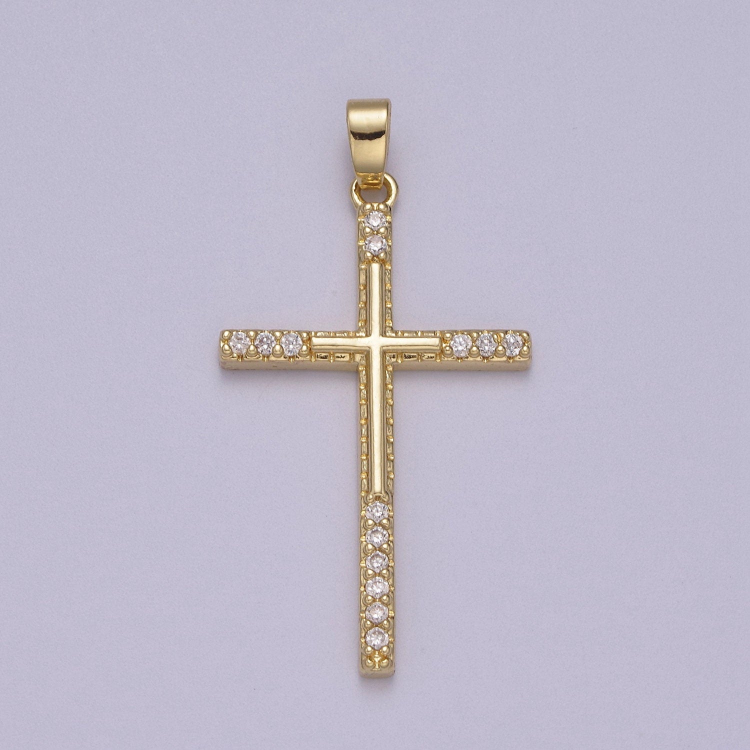 Dainty Simple Cross Pendant 14K Gold Filled Micro Pave | DIY Charm Necklace Bracelet Earring | N-600