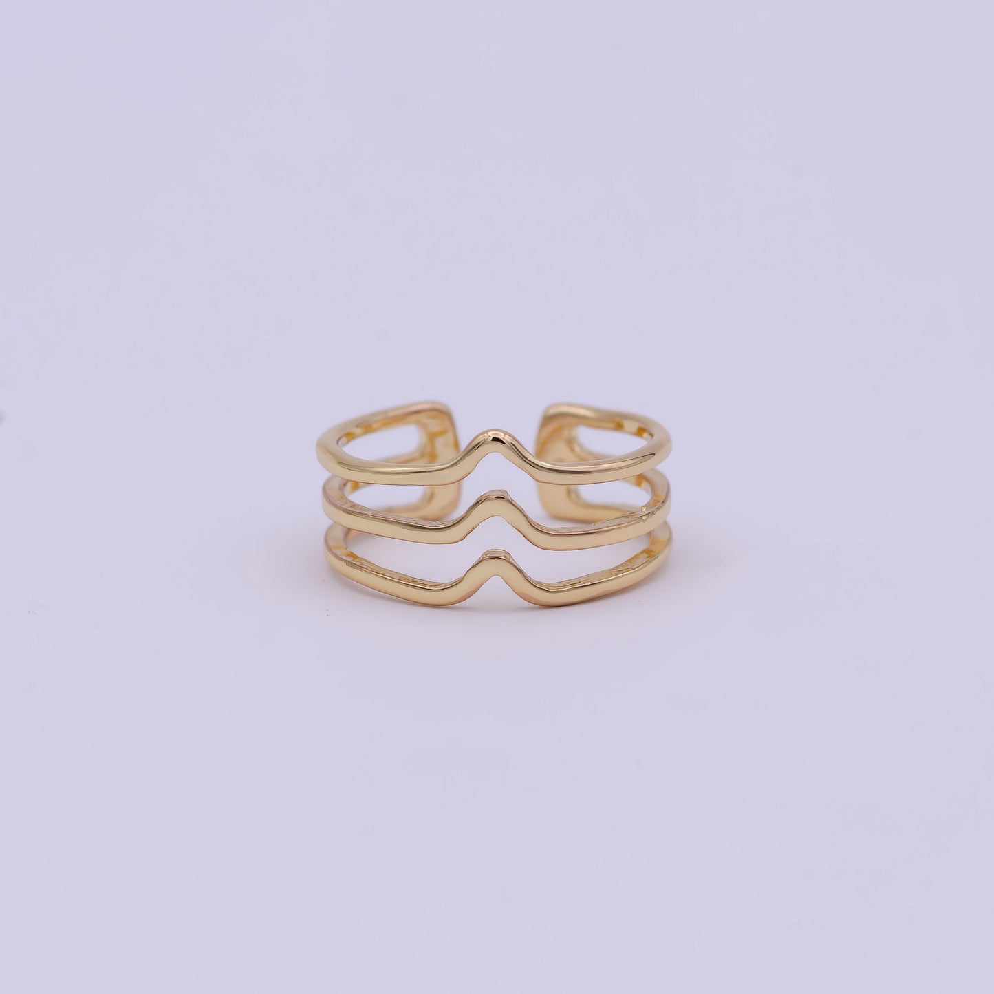 18K Gold Filled Chevron Ring, Dainty Gold Wave Ring, Triple V Shape Ring, Gold Stacking Ring, Minimalist Ring Open Adjustable Ring