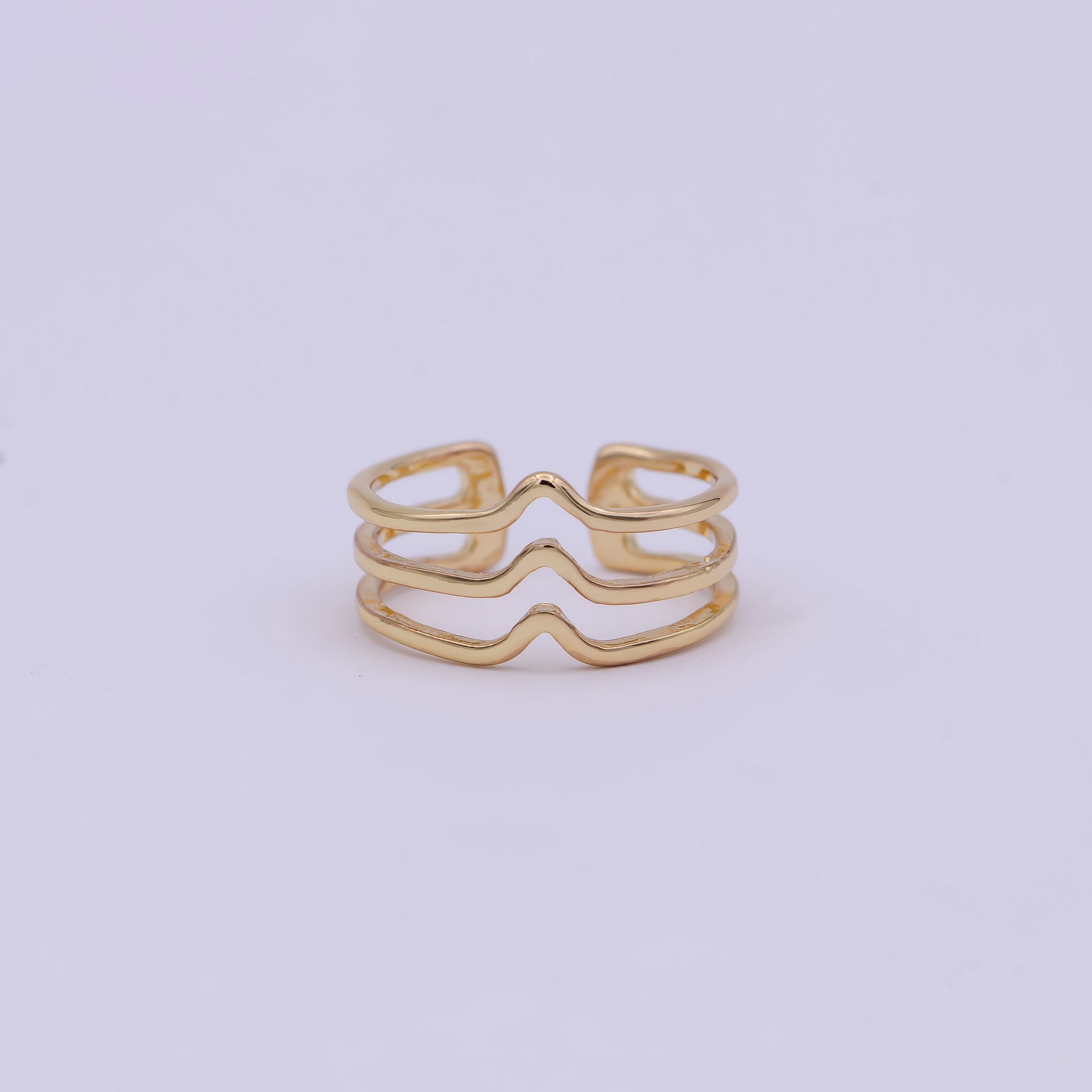 18K Gold Filled Chevron Ring, Dainty Gold Wave Ring, Triple V Shape Ring, Gold Stacking Ring, Minimalist Ring Open Adjustable Ring