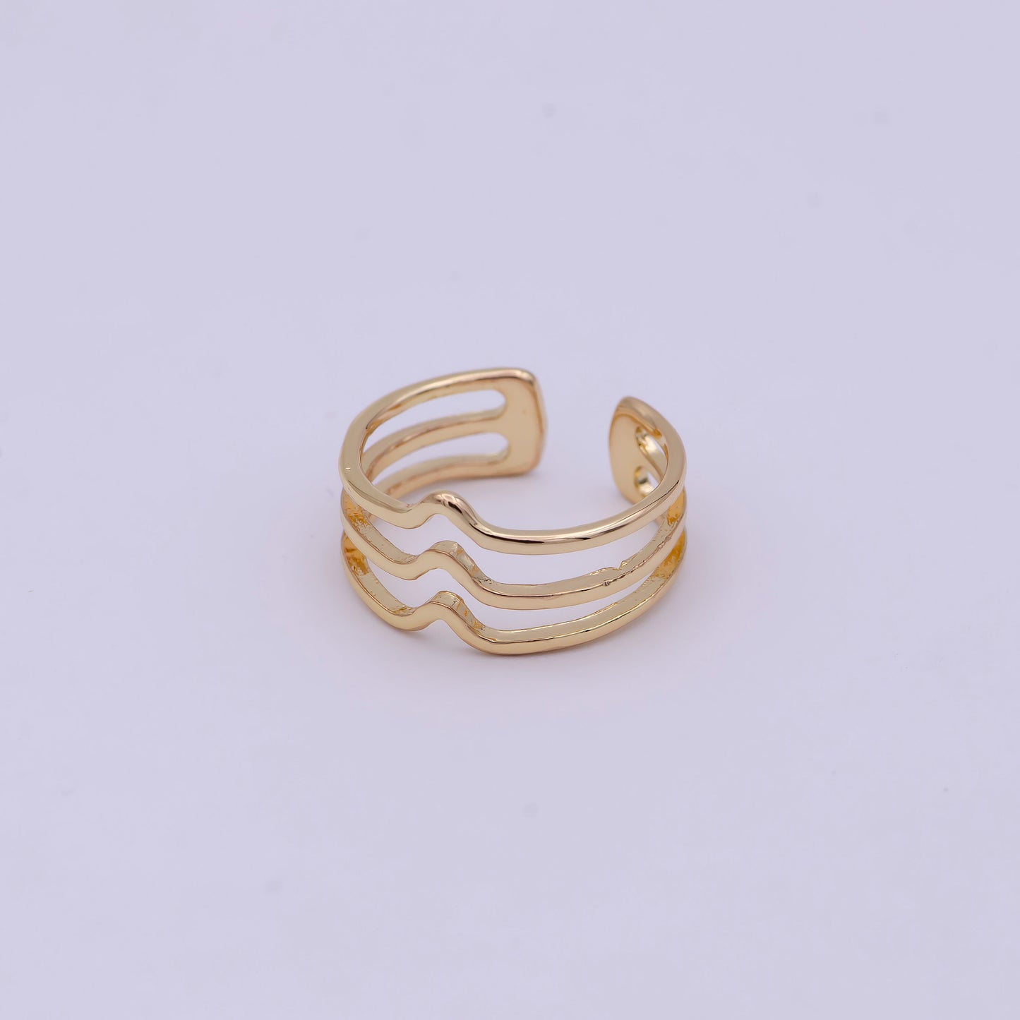 18K Gold Filled Chevron Ring, Dainty Gold Wave Ring, Triple V Shape Ring, Gold Stacking Ring, Minimalist Ring Open Adjustable Ring