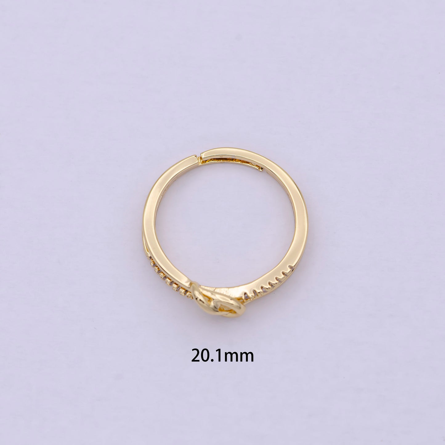 Dainty CZ gold filled knot ring Thin knot ring, Gold Adjustable Ring For Minimalist Jewelry U-217