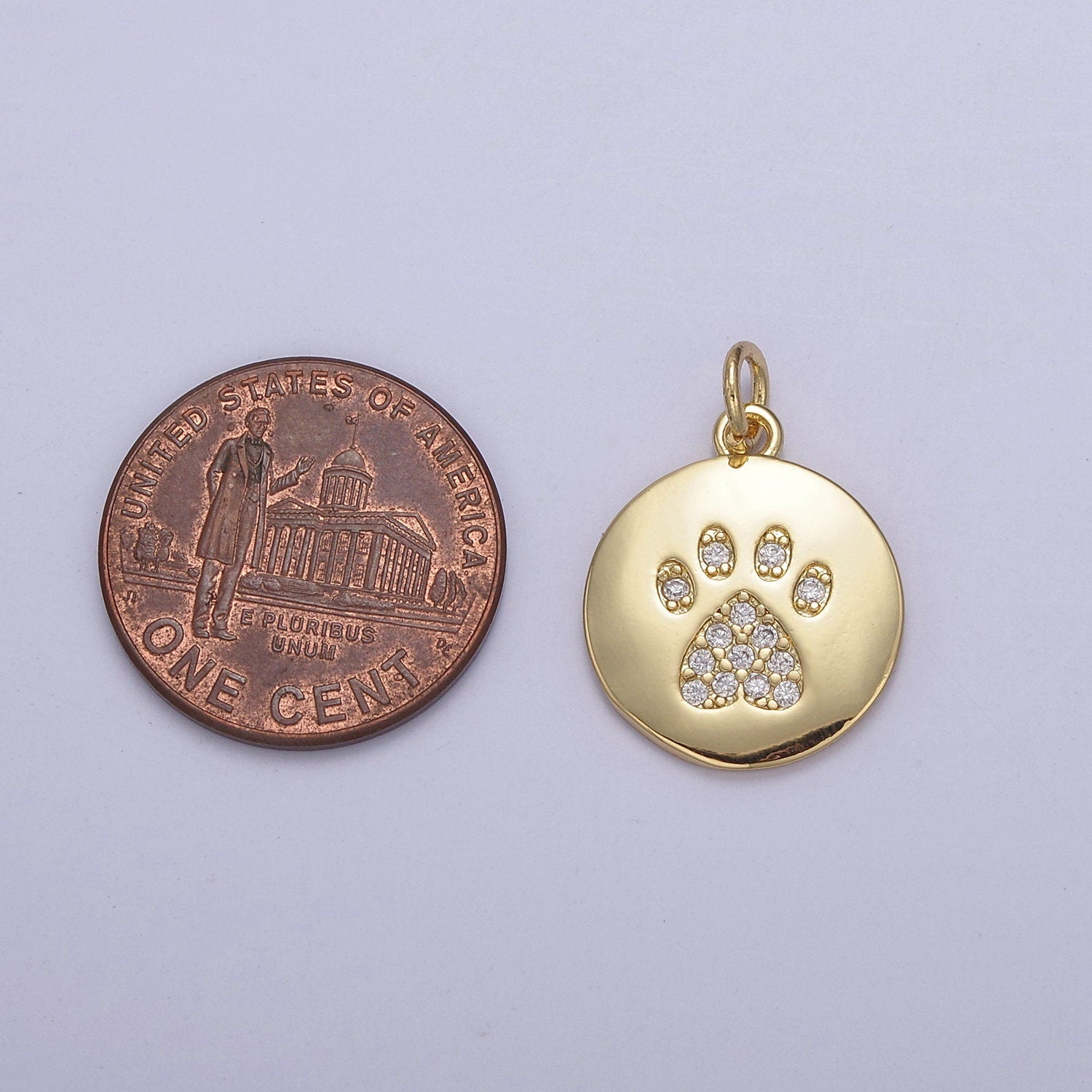 Dainty Micro CZ Pave Pet Paw Print Pendant 24K Gold Filled | Jewelry Coin Charm DIY Necklace Bracelet Earring | N-858