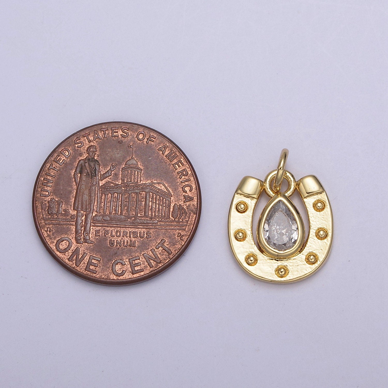 18K Gold Filled Horseshoe Dainty Delicate Small Tiny Lucky Charm Pendant CZ Micro Pave, Horse shoe Pendant for Necklace Component N709