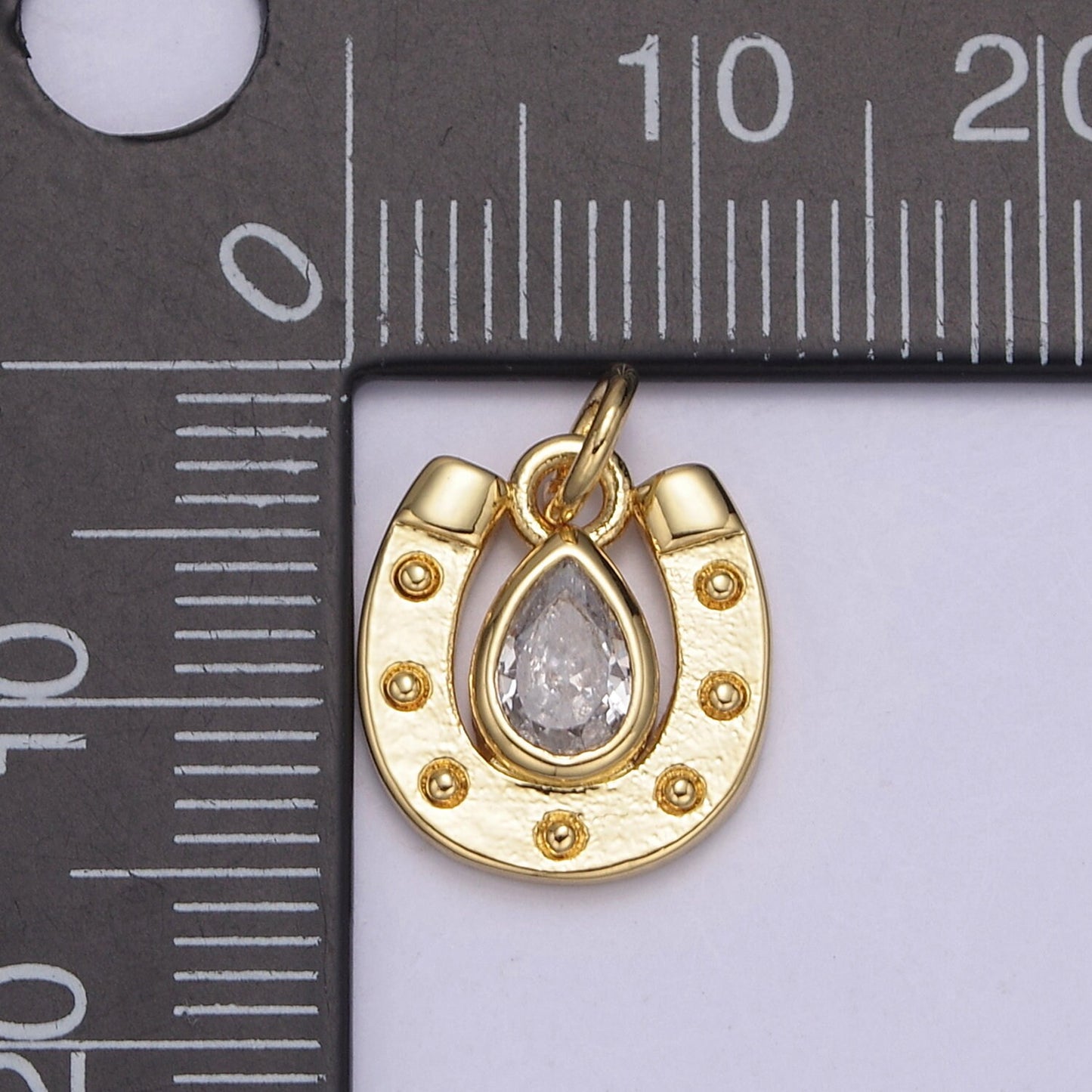 18K Gold Filled Horseshoe Dainty Delicate Small Tiny Lucky Charm Pendant CZ Micro Pave, Horse shoe Pendant for Necklace Component N709