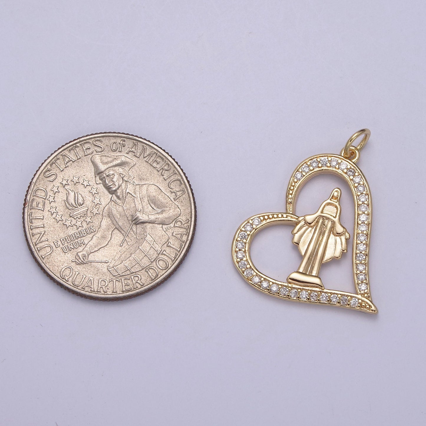 Micro Pave Heart Women's Virgin Mary de Guadalupe Miraculous Lady Religious Jewelry Supply Making for Bracelet Necklace N-707