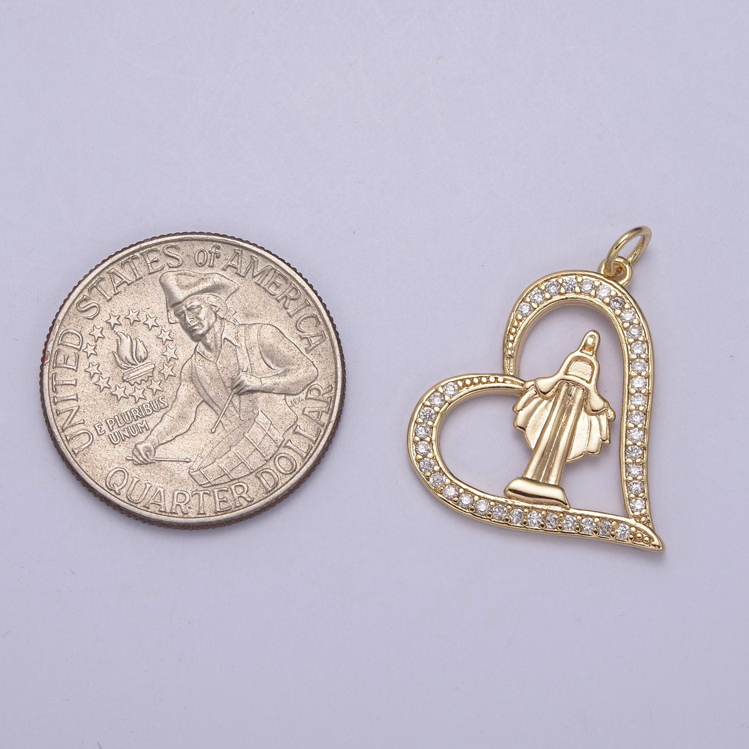Micro Pave Heart Women's Virgin Mary de Guadalupe Miraculous Lady Religious Jewelry Supply Making for Bracelet Necklace N-707