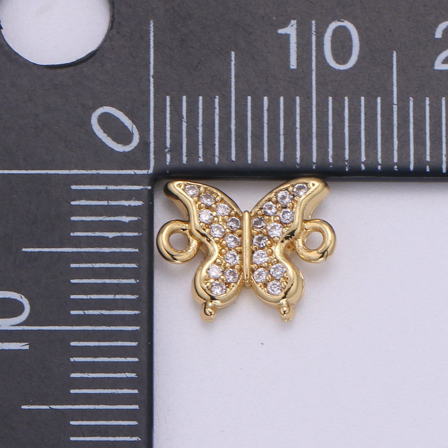 14K Gold Butterfly Connector - Dainty Link Connector- Cubic Mariposa Charm Connector- for Necklace Bracelet Component | F-602