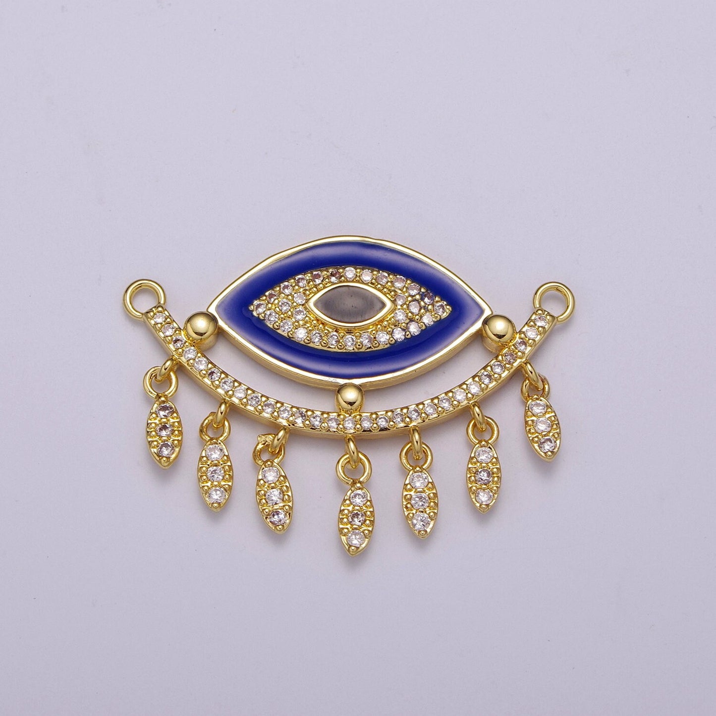 14K Gold Filled Evil Eye Charm Connector for Statement Jewelry Micro Pave Eye Link Connector for Necklace, F-904