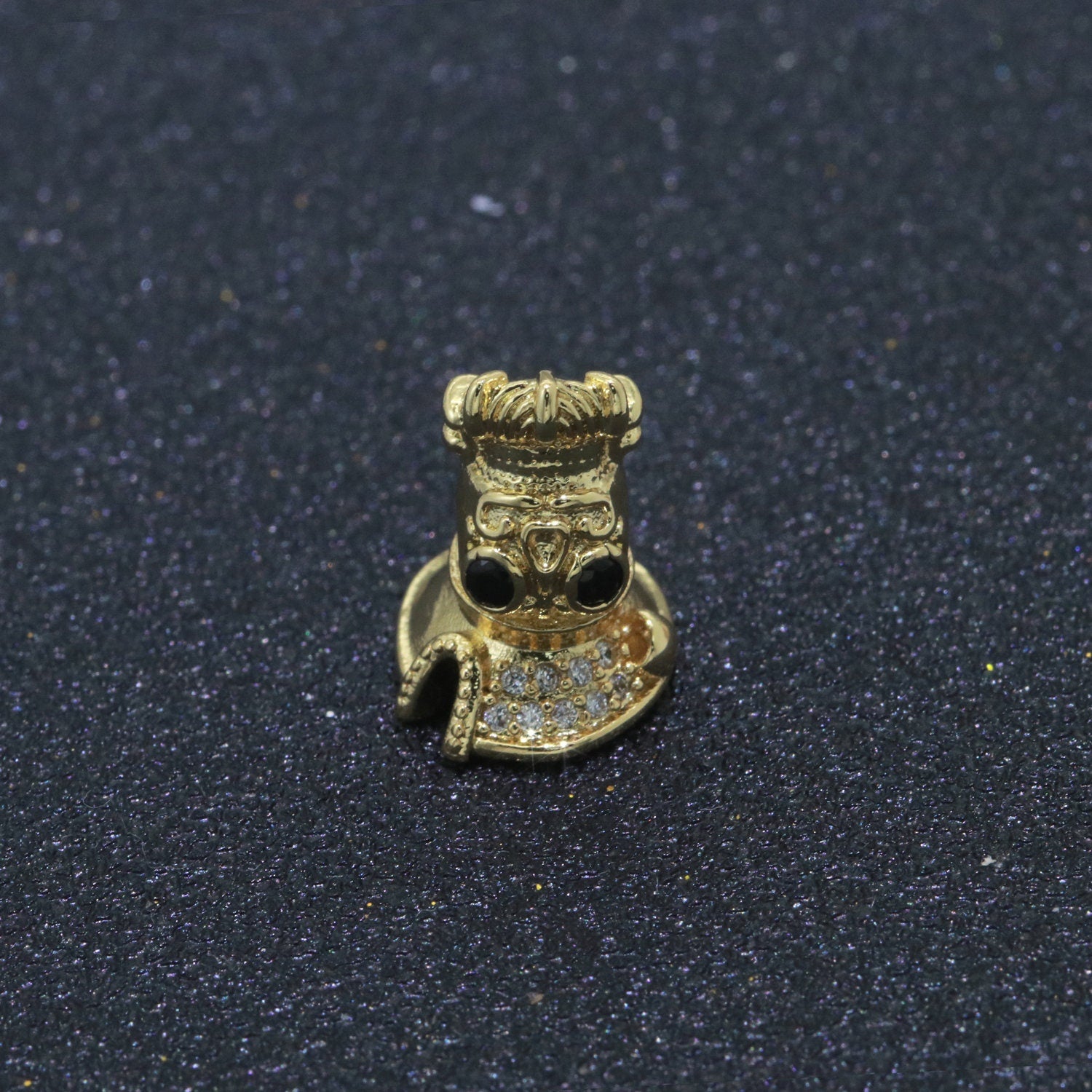 Pirate Captain Bead Connector in Gold, Silver, Black color,MicroPave Cubic Zirconia CZ Pirate of the Sea Supply For DIY Jewelry Making,B-619