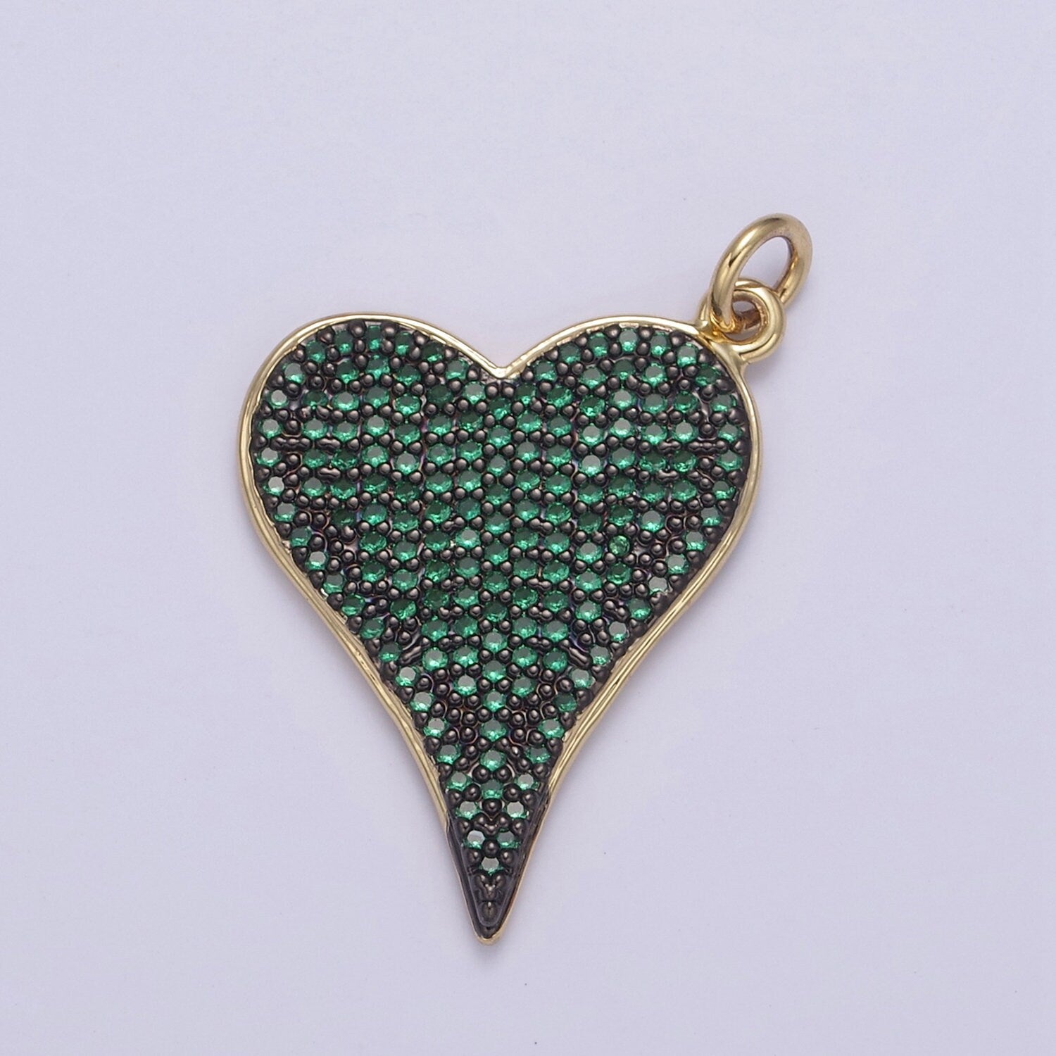 Dainty Micro Pave Heart Pendant Green / Fuchsia CZ 14K Gold Filled | DIY Charm Add on Necklace Bracelet Earring | N-796 N-797