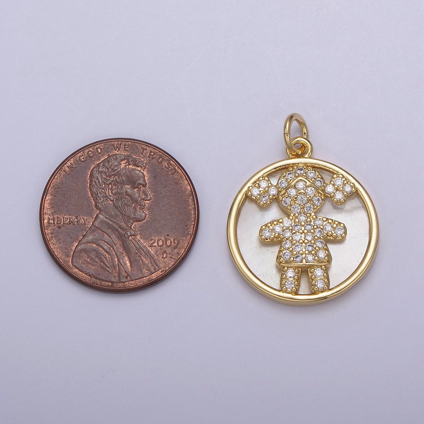 14K Gold Filled Boy / Girl Pendant CZ Micro Pave Female / Male Gender Medallion | DIY Jewelry Charm Add on Necklace Bracelet Earring | N-798