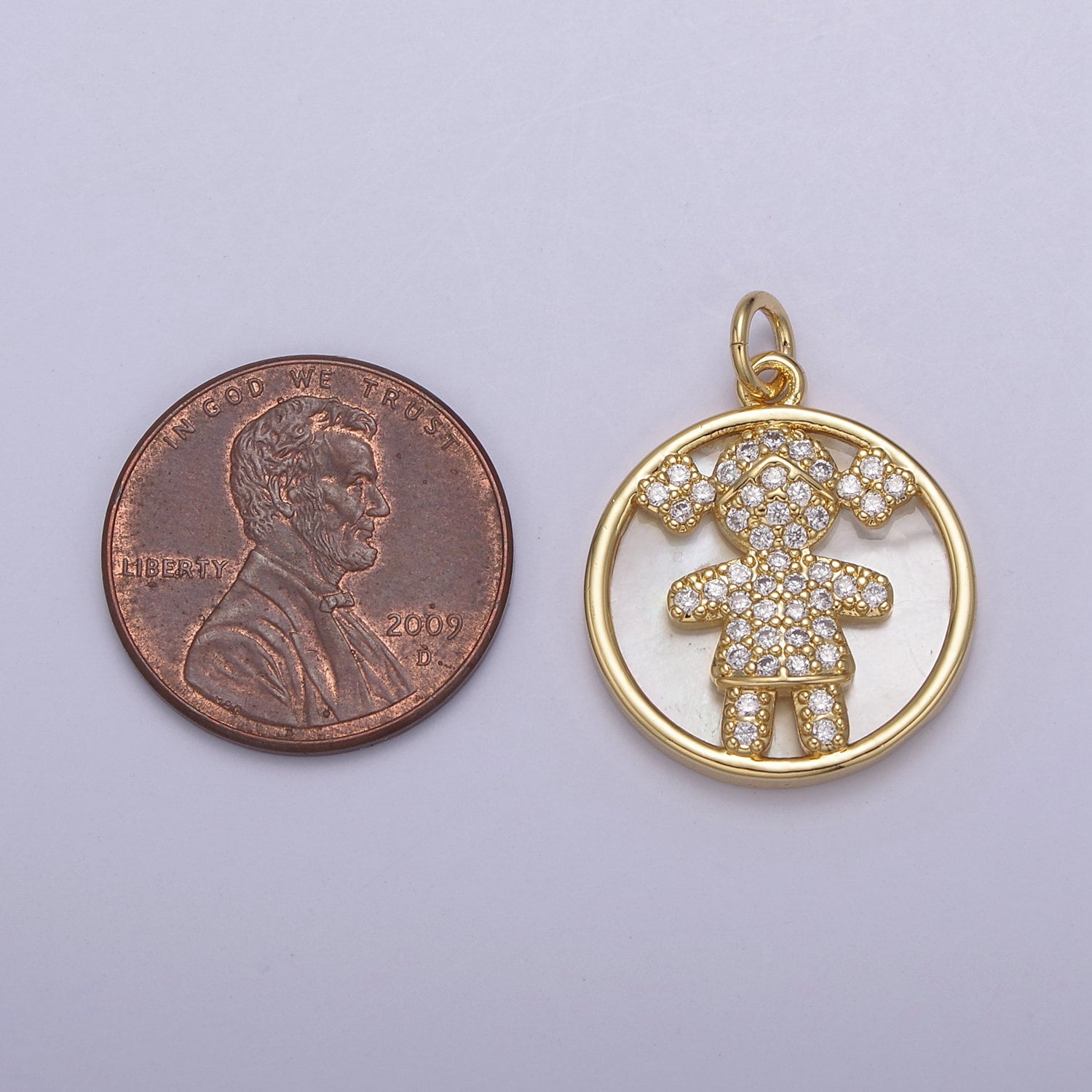 14K Gold Filled Boy / Girl Pendant CZ Micro Pave Female / Male Gender Medallion | DIY Jewelry Charm Add on Necklace Bracelet Earring | N-798