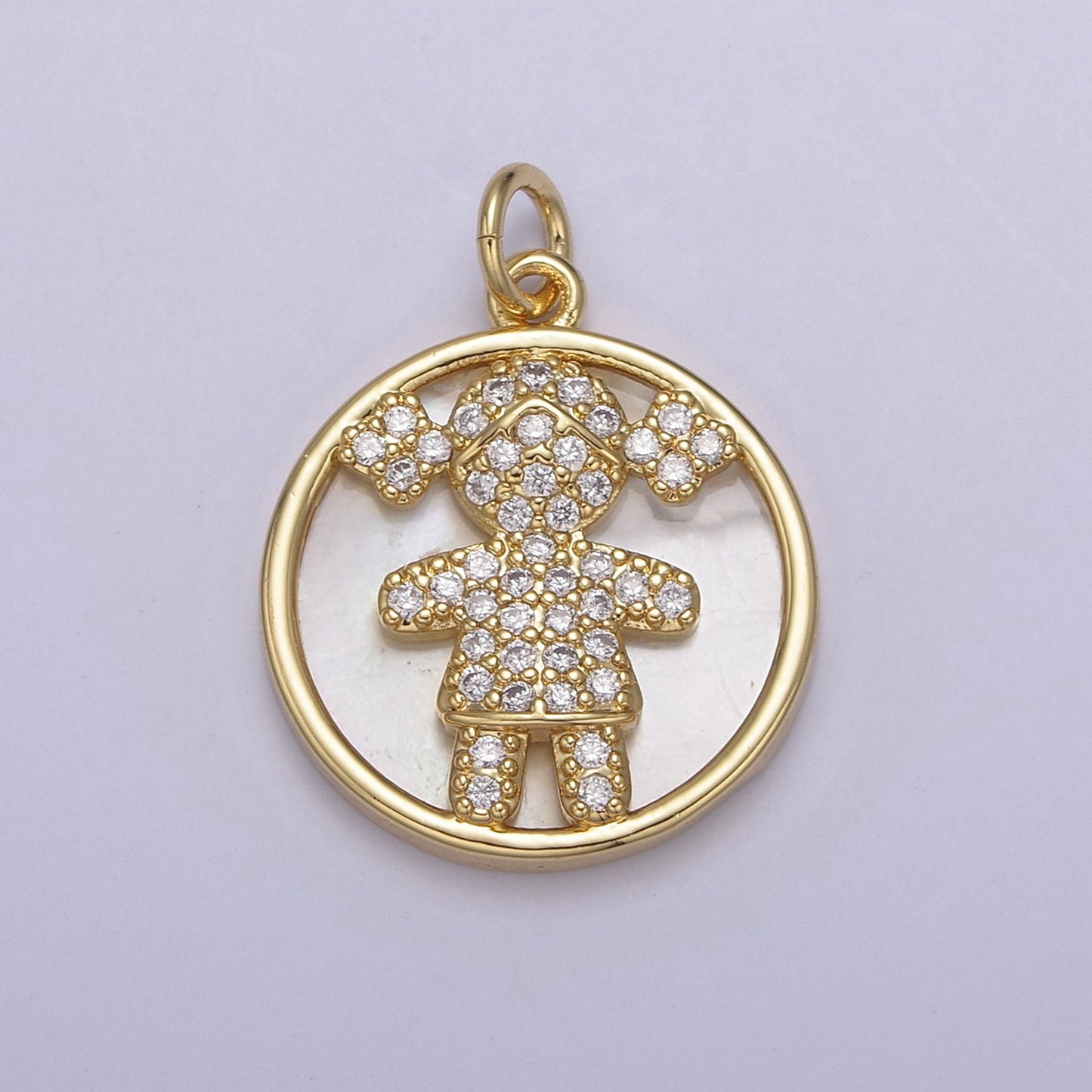 14K Gold Filled Boy / Girl Pendant CZ Micro Pave Female / Male Gender Medallion | DIY Jewelry Charm Add on Necklace Bracelet Earring | N-798