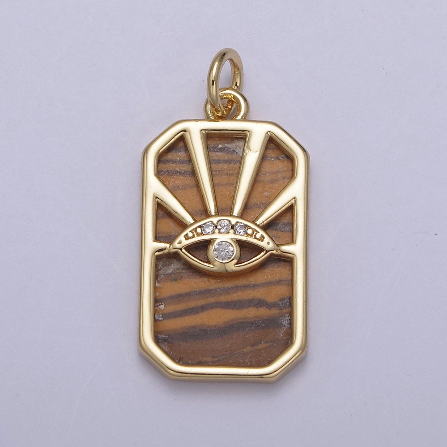 14K Gold Filled Evil Eye Pendant in Tiger Eye Abalone Pearl Gemstone | DIY Fashion Jewelry Charm Add on Necklace Bracelet Earring | N-774