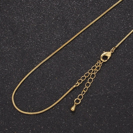 24k Gold Filled Snake Chain Dainty Chain Simple Everyday Layering Necklace 16" + 2" Xtender WA-731