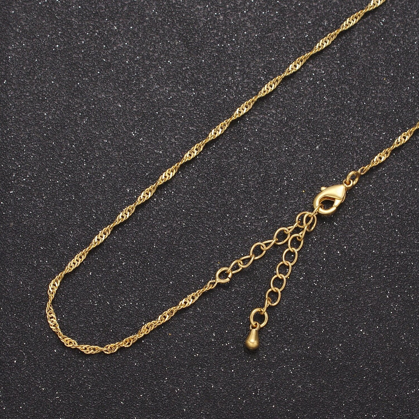 Wholesale 24K Gold Filled Yellow Gold Diamond Cut Singapore Chain 1.7mm Thin Dainty Delicate Necklace, Layered Necklace WA-727