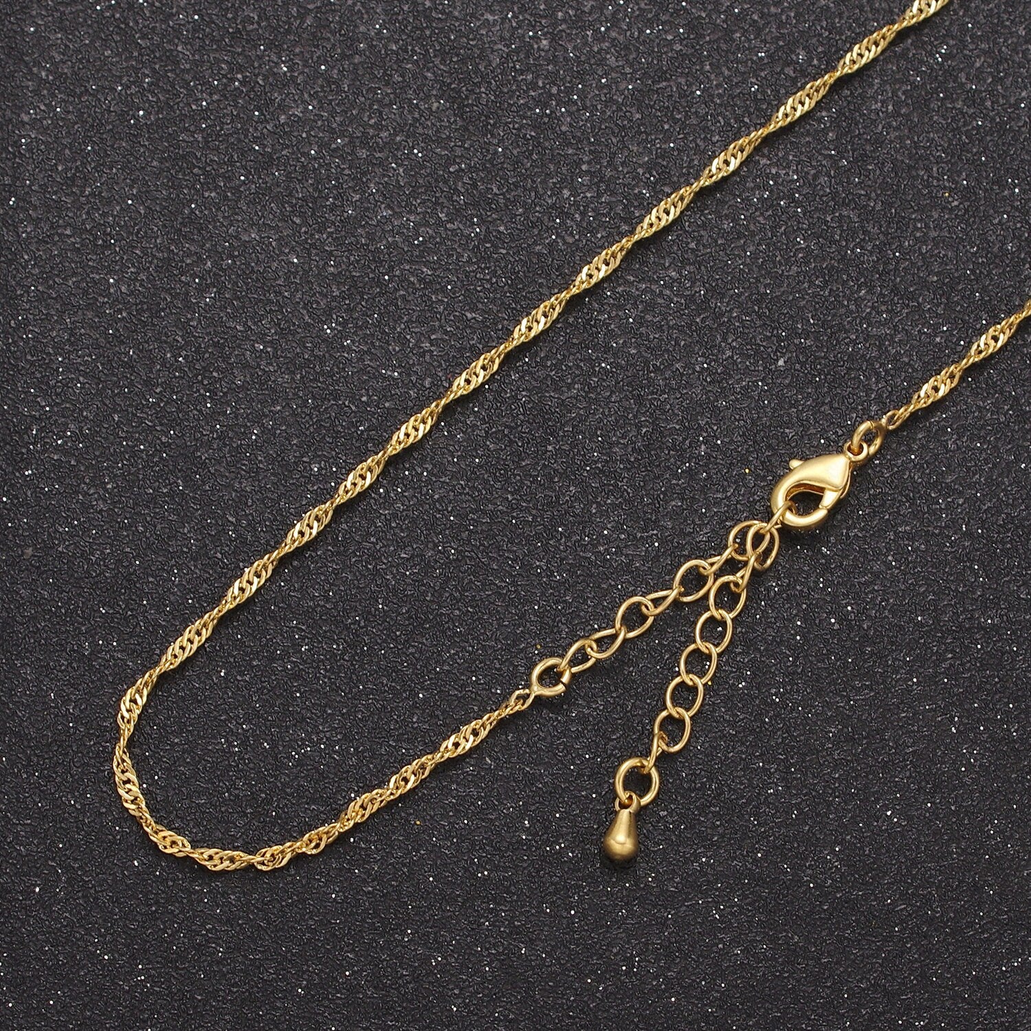Wholesale 24K Gold Filled Yellow Gold Diamond Cut Singapore Chain 1.7mm Thin Dainty Delicate Necklace, Layered Necklace WA-727