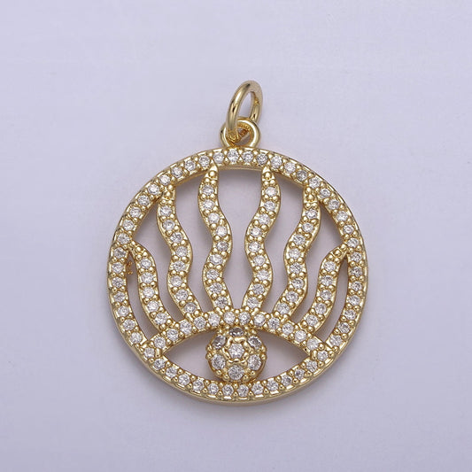 CZ Micro paved 24K Gold Evil Eye w/ Eyelash Charm Pendant Amulet Piece, Cubic Nazar Pendant, Bracelet, Necklace Jewelry Craft Supply N-801