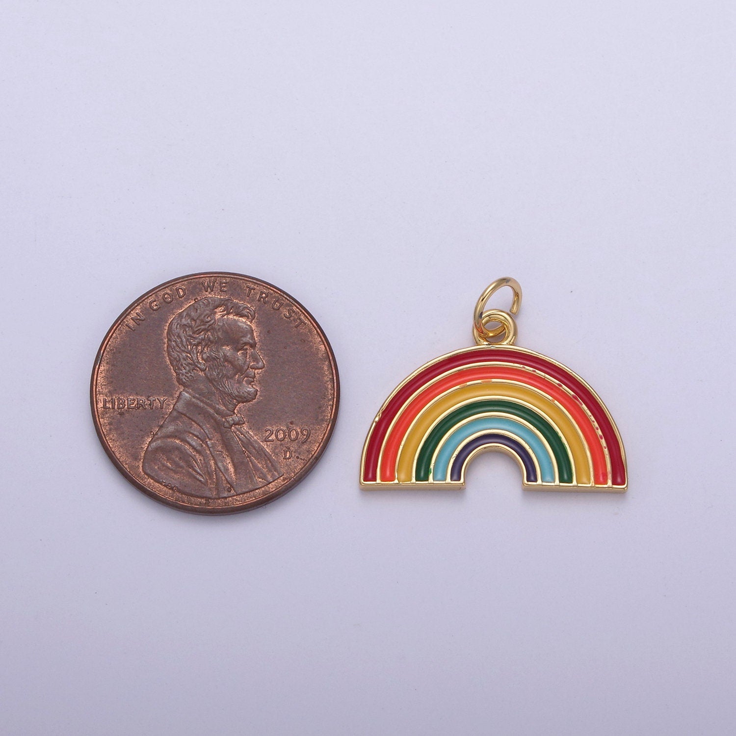 Gold Filled Tiny Enamel Rainbow Charm | Dainty DIY Fashion Jewelry Pendant Add on Necklace Bracelet Earring | N-744