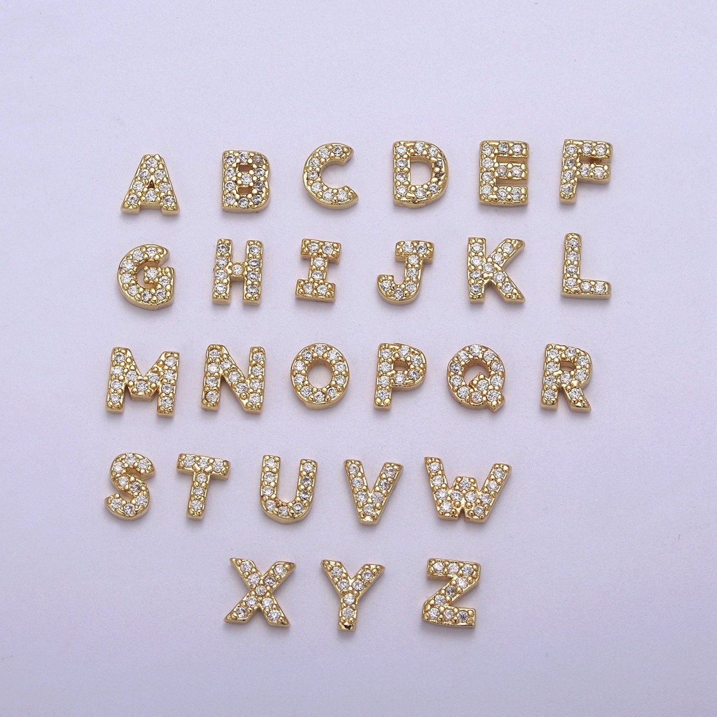 Mini Cubic Zirconia Gold Filled Initial Charm for Locket Alphabet Personalized Jewelry for Add on Locket A767-A779
