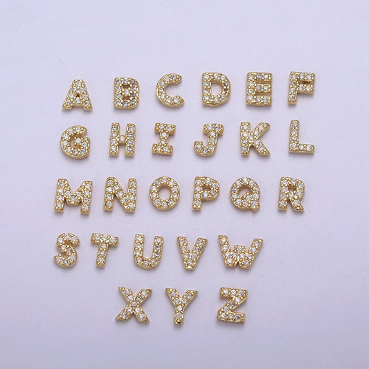 Mini Cubic Zirconia Gold Filled Initial Charm for Locket Alphabet Personalized Jewelry for Add on Locket A767-A779