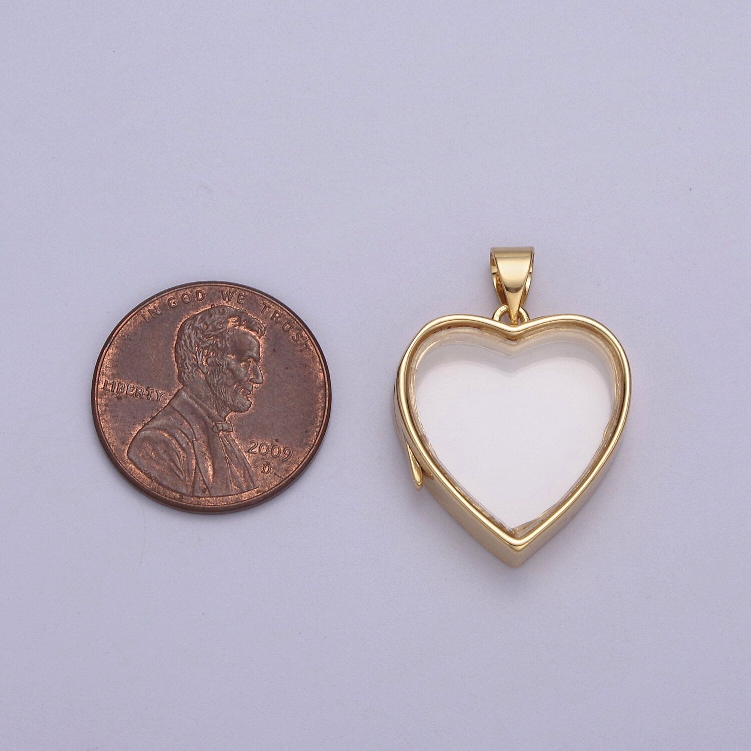 Dainty Double Sided Heart Shaped Glass Case Pendant Locket Customizable DIY Charm Component Necklace, Bracelet | N-581