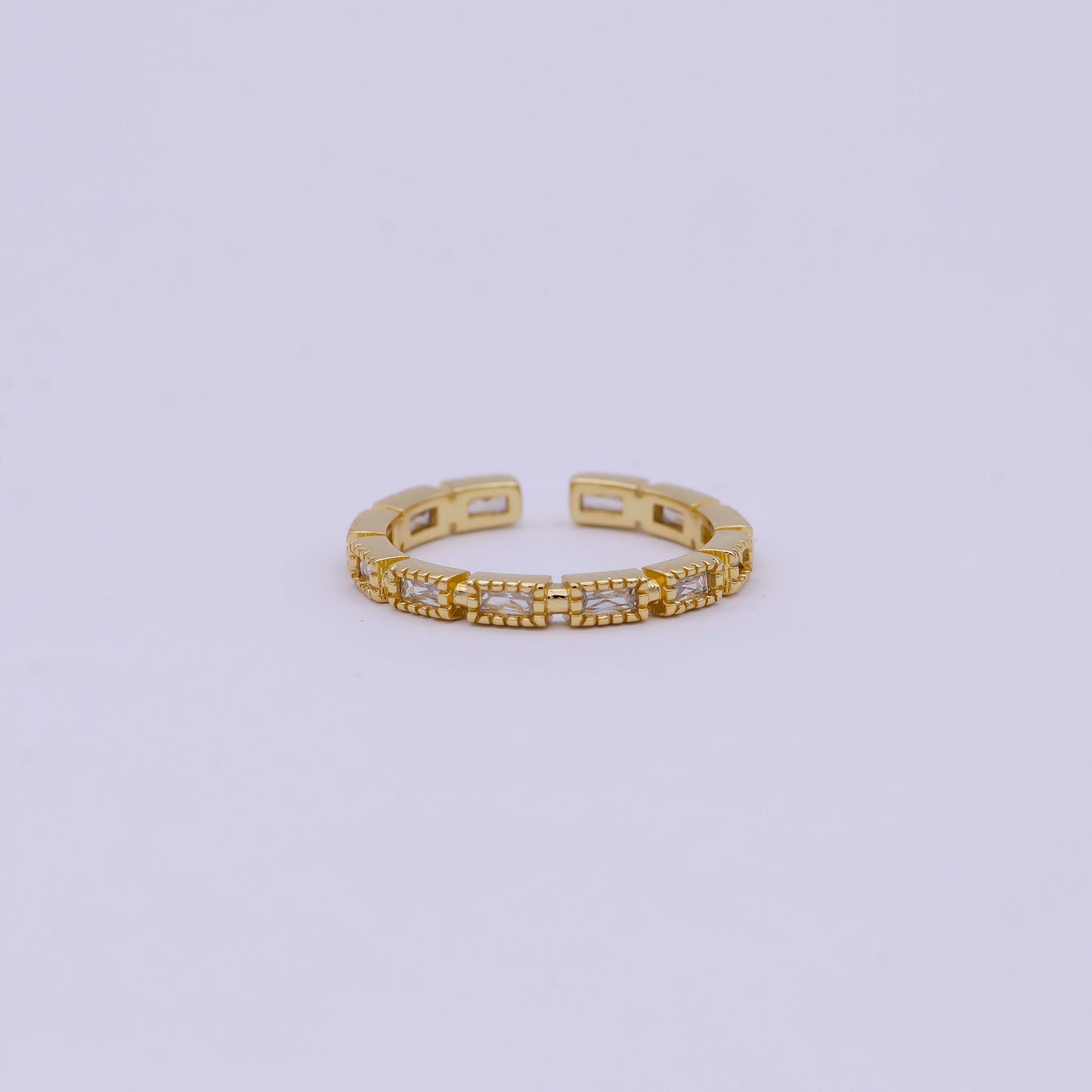 Dainty Thin Ring Gold Open Adjustable Ring with Multi Color CZ Stone for Minimalist Jewelry
