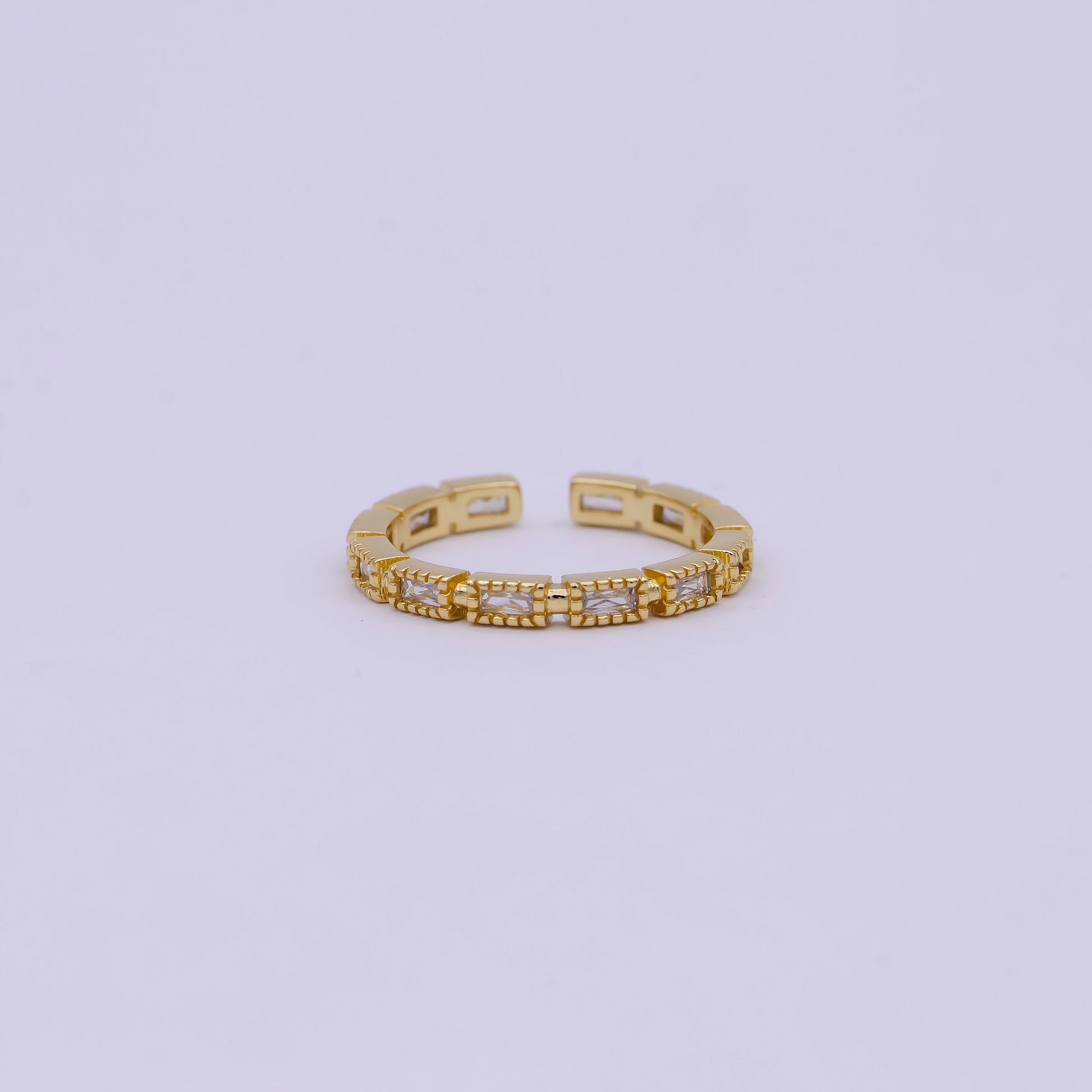 Dainty Thin Ring Gold Open Adjustable Ring with Multi Color CZ Stone for Minimalist Jewelry