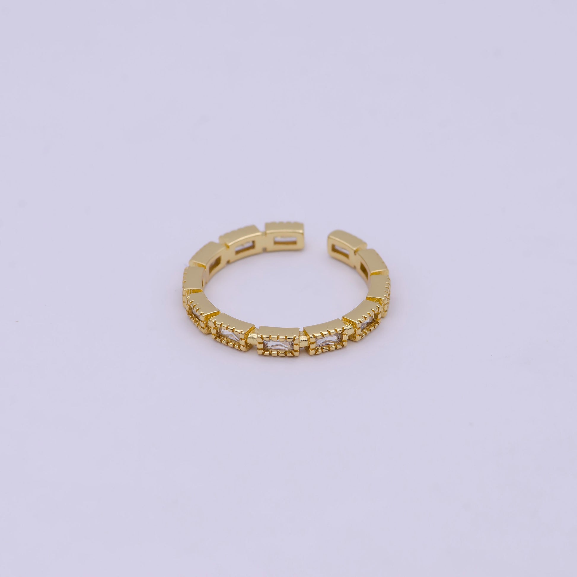 Dainty Thin Ring Gold Open Adjustable Ring with Multi Color CZ Stone for Minimalist Jewelry